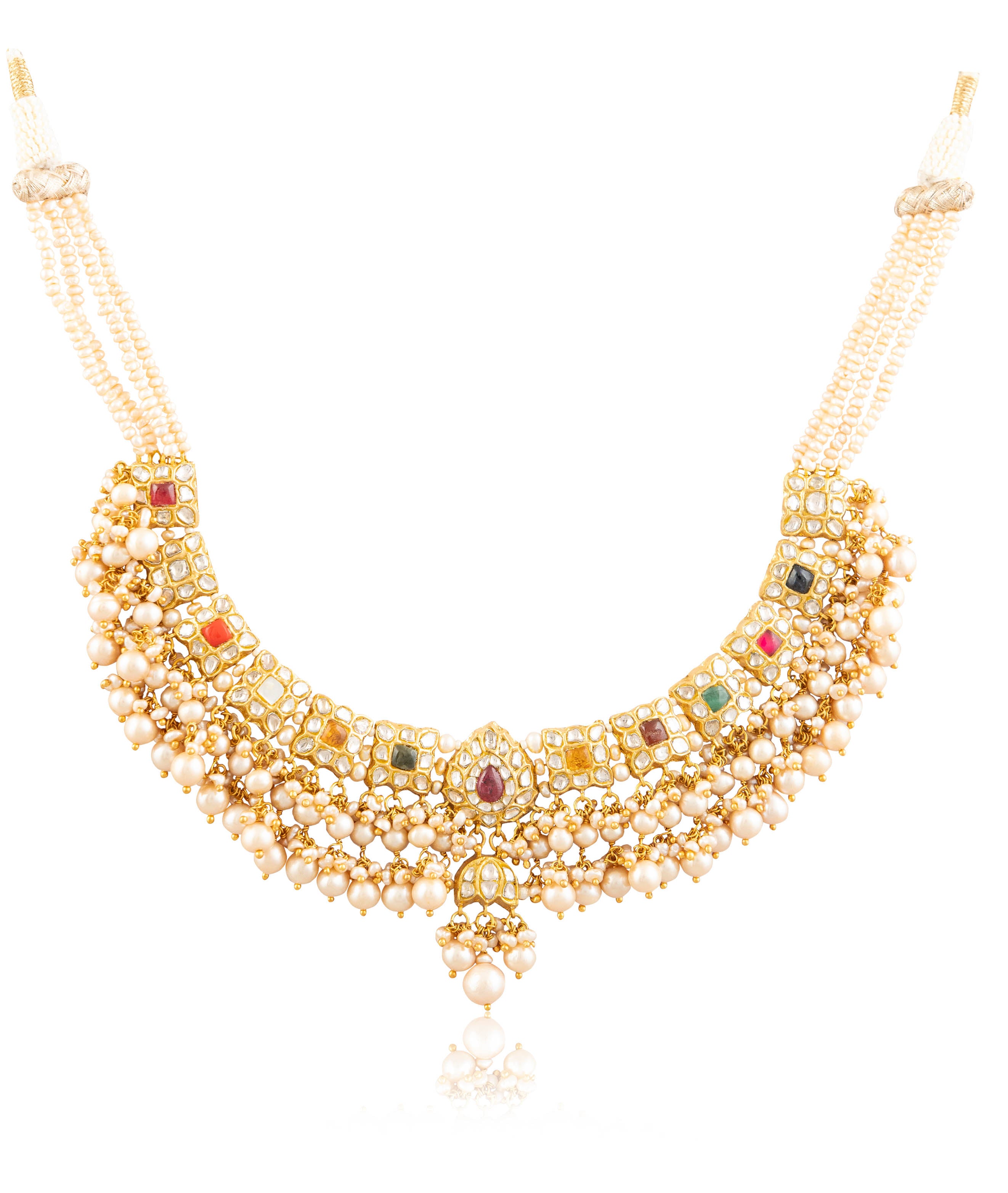 Manvika Necklace And Neeliya Tops Polki Set