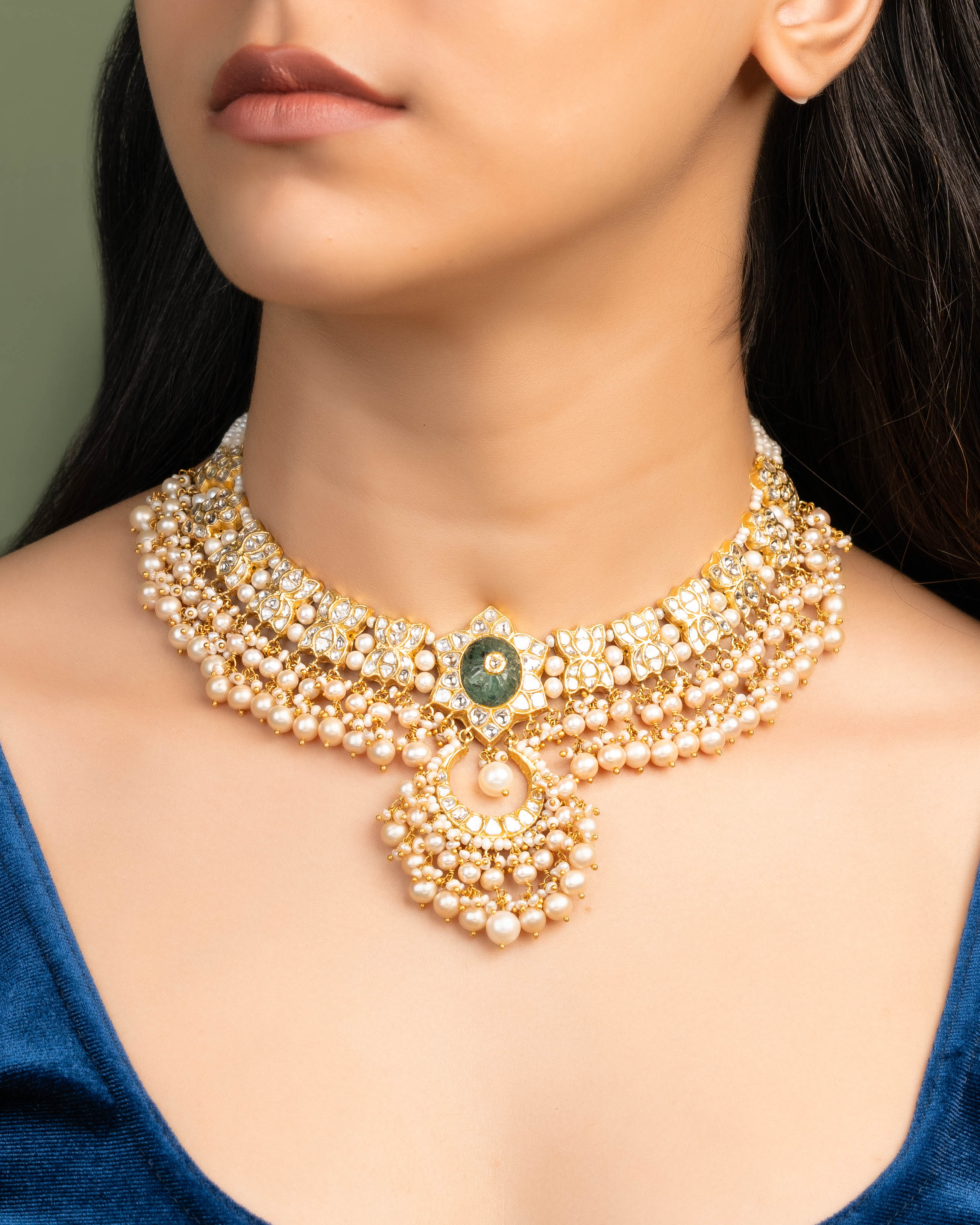 Shukrima Necklace And Tejal Chandbalis Polki Set