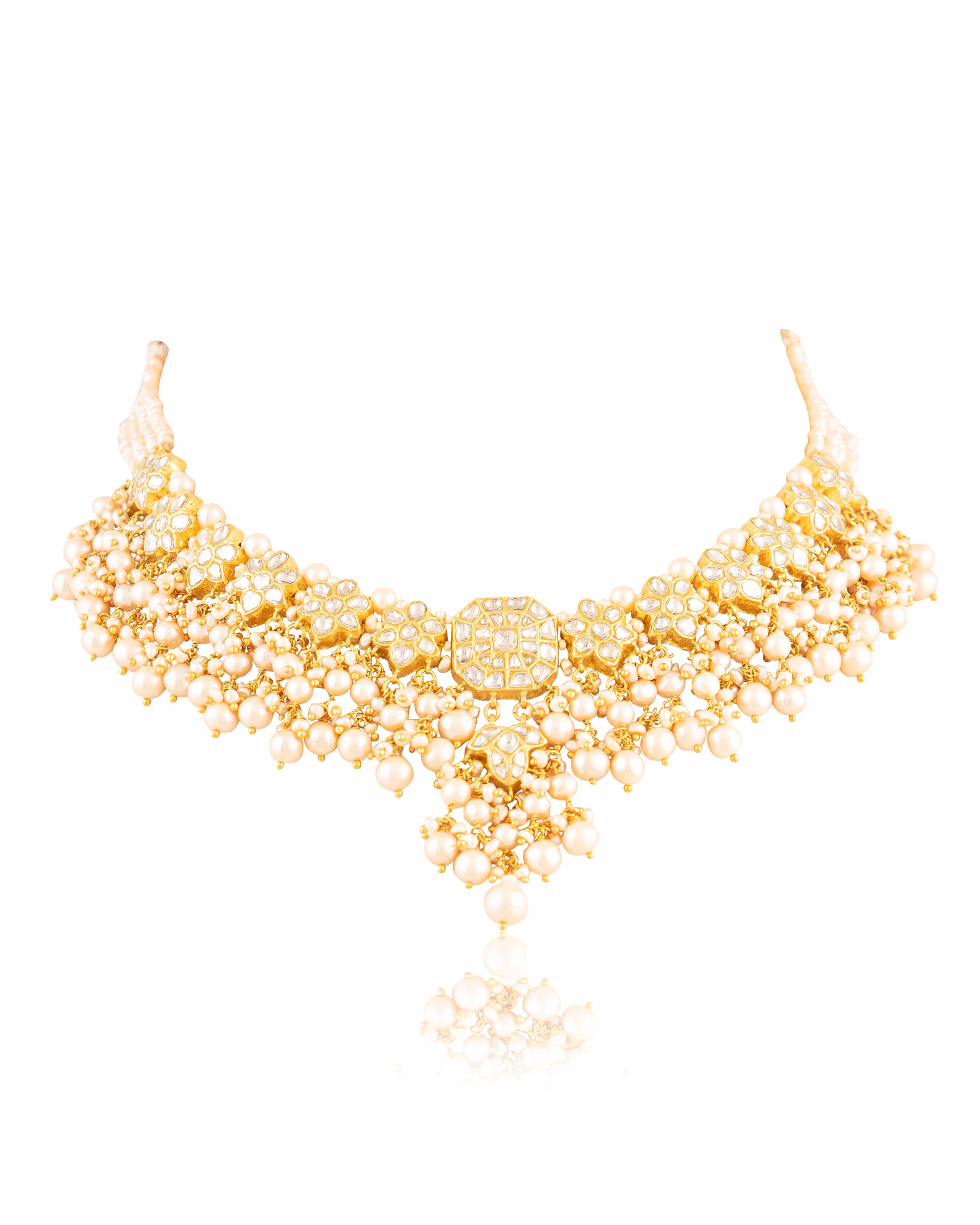 Ruksheen Necklace And Damita Tops Polki Set