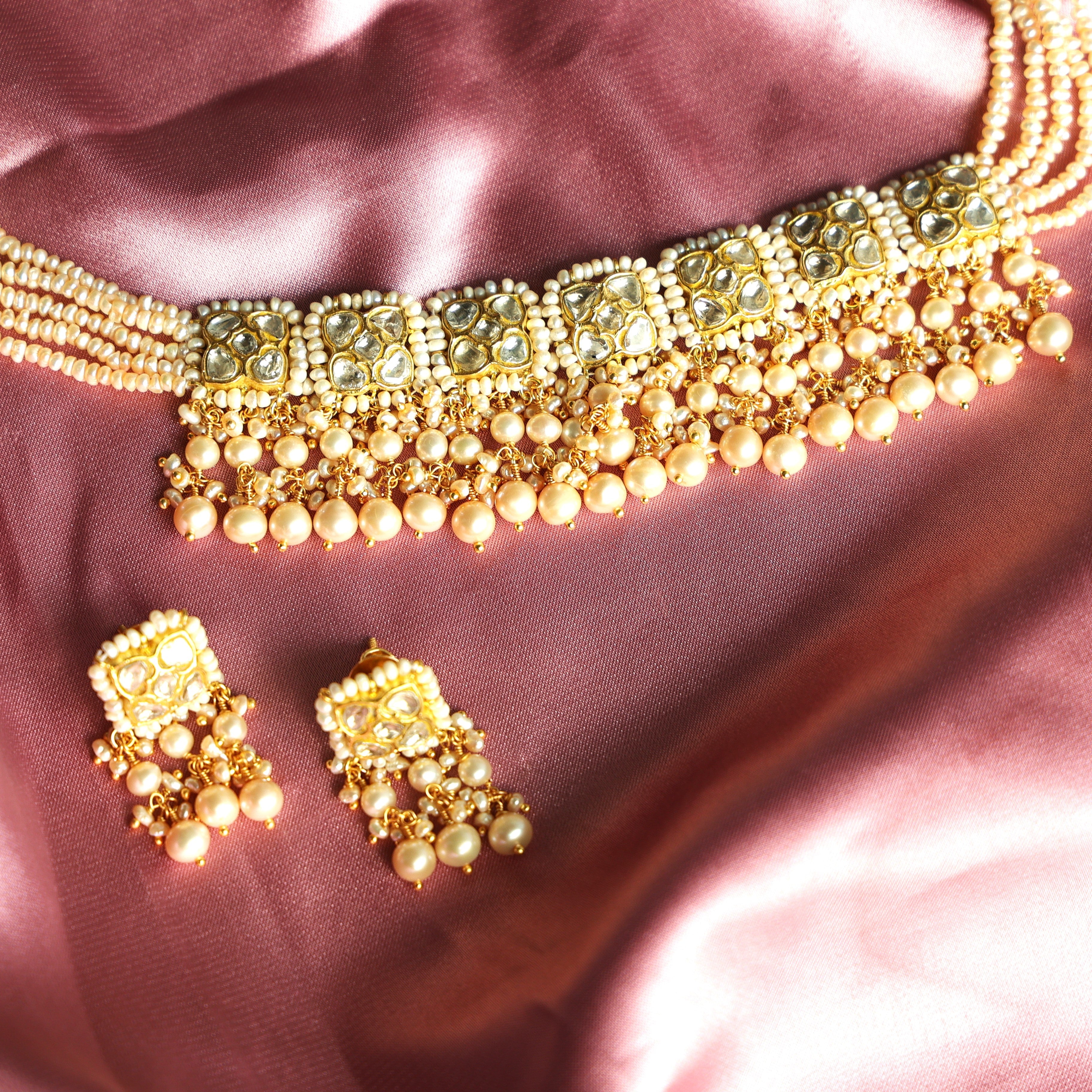 Tanusha Choker And Seema Tops Polki Set