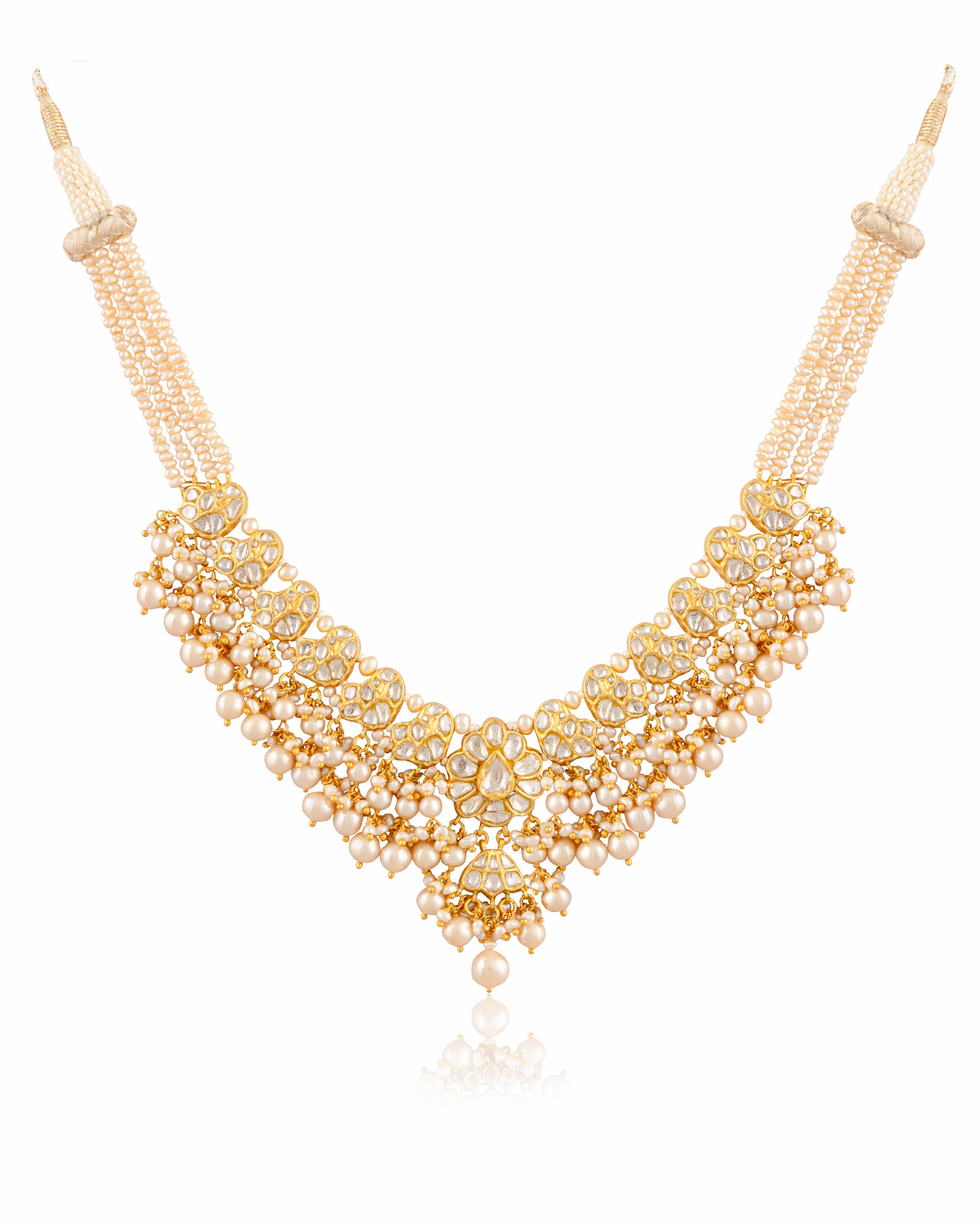 Niyati Necklace And Nitu Long Earrings Polki Set