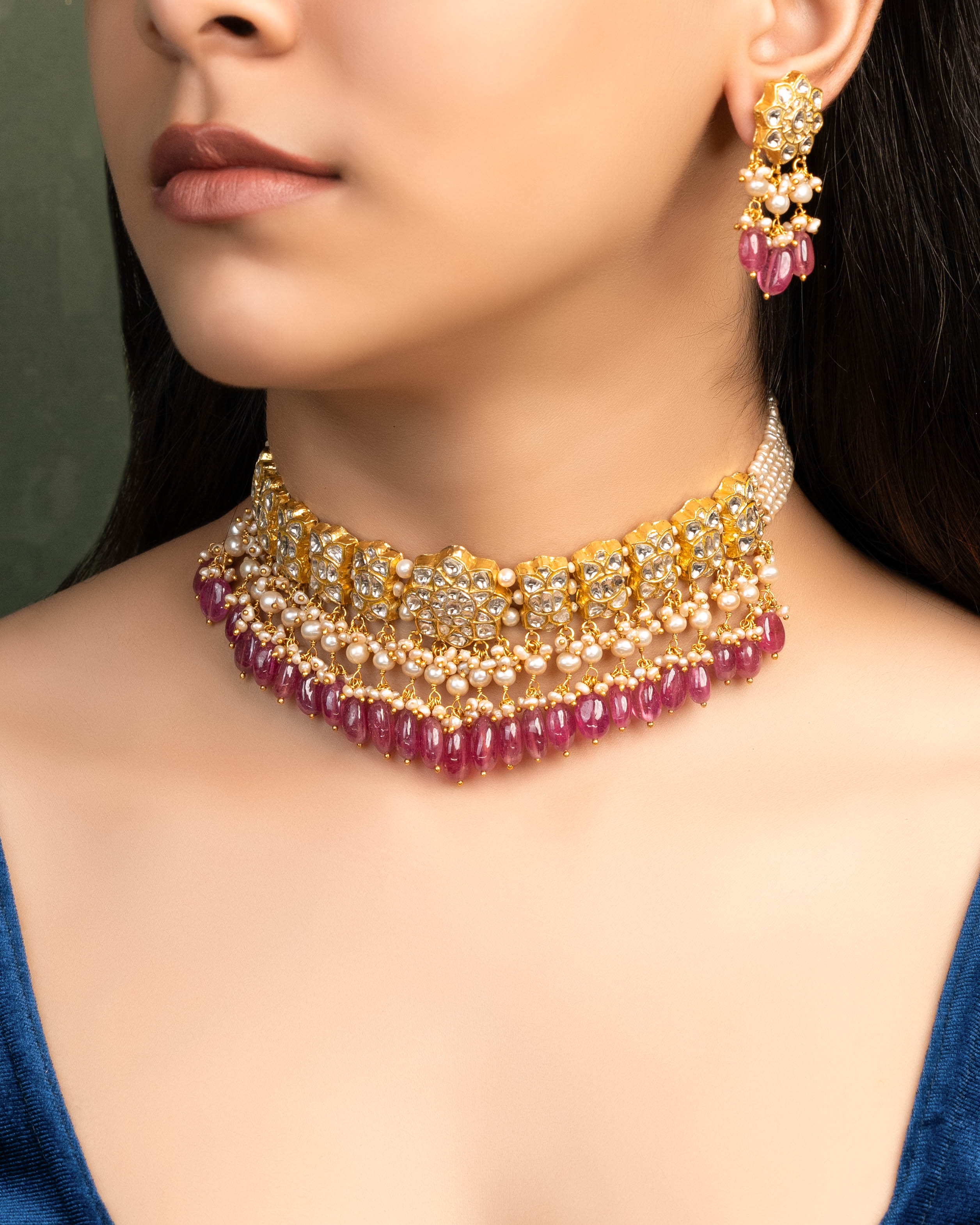 Racheal Choker And Malvika Tops Polki Set