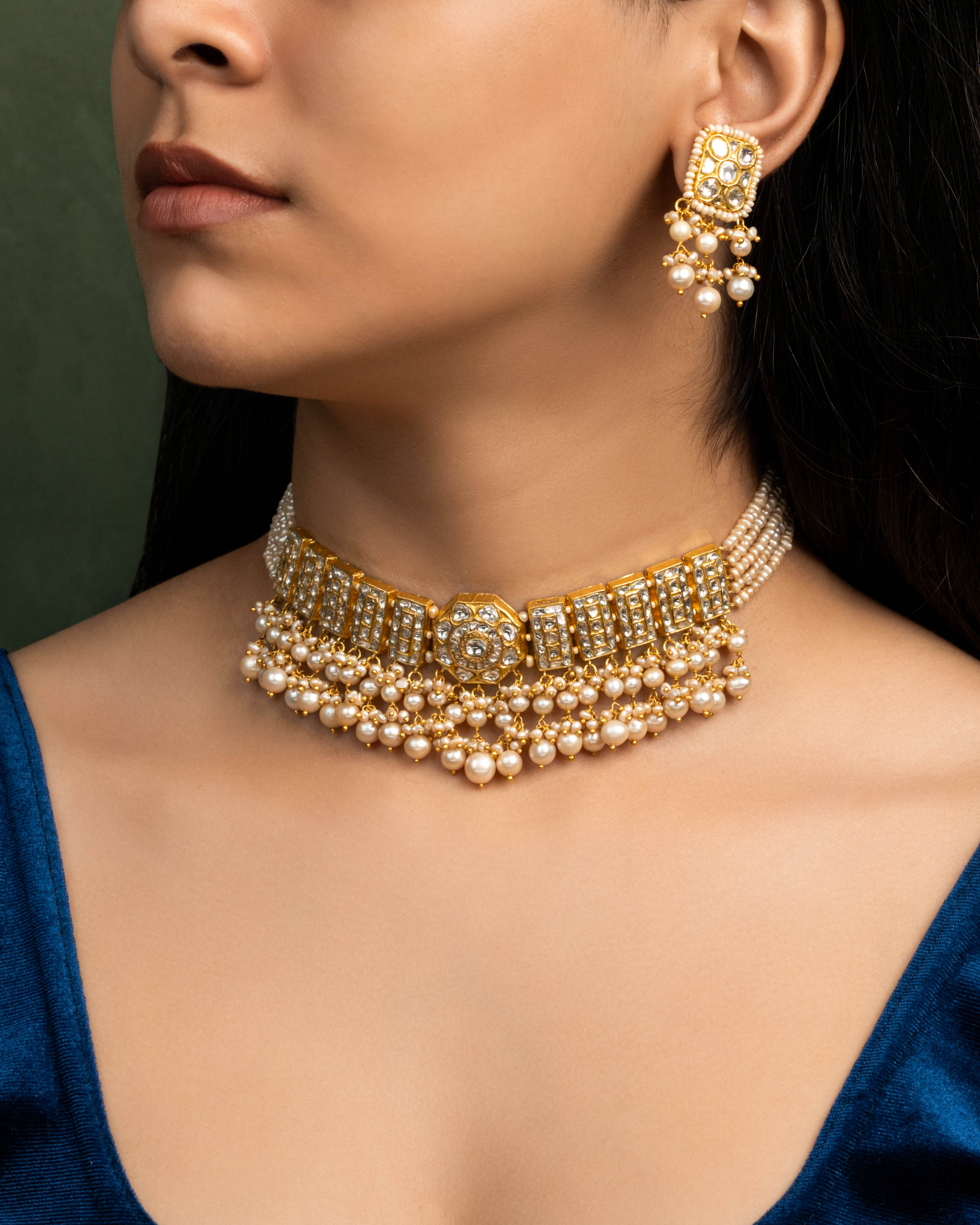 Aruneema Necklace And Harveen Tops Polki Set