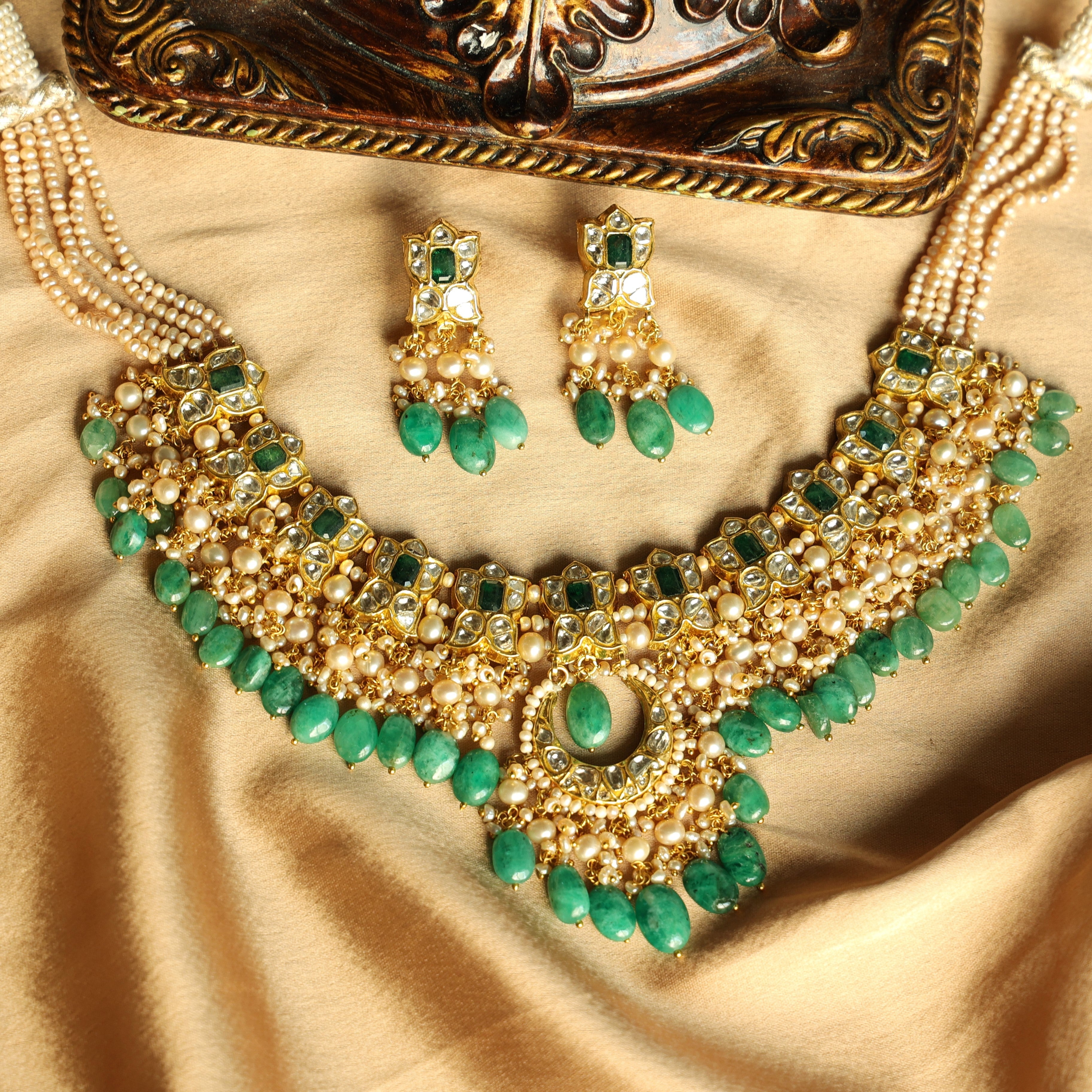 Ekta Necklace And Mukta Tops Polki Set