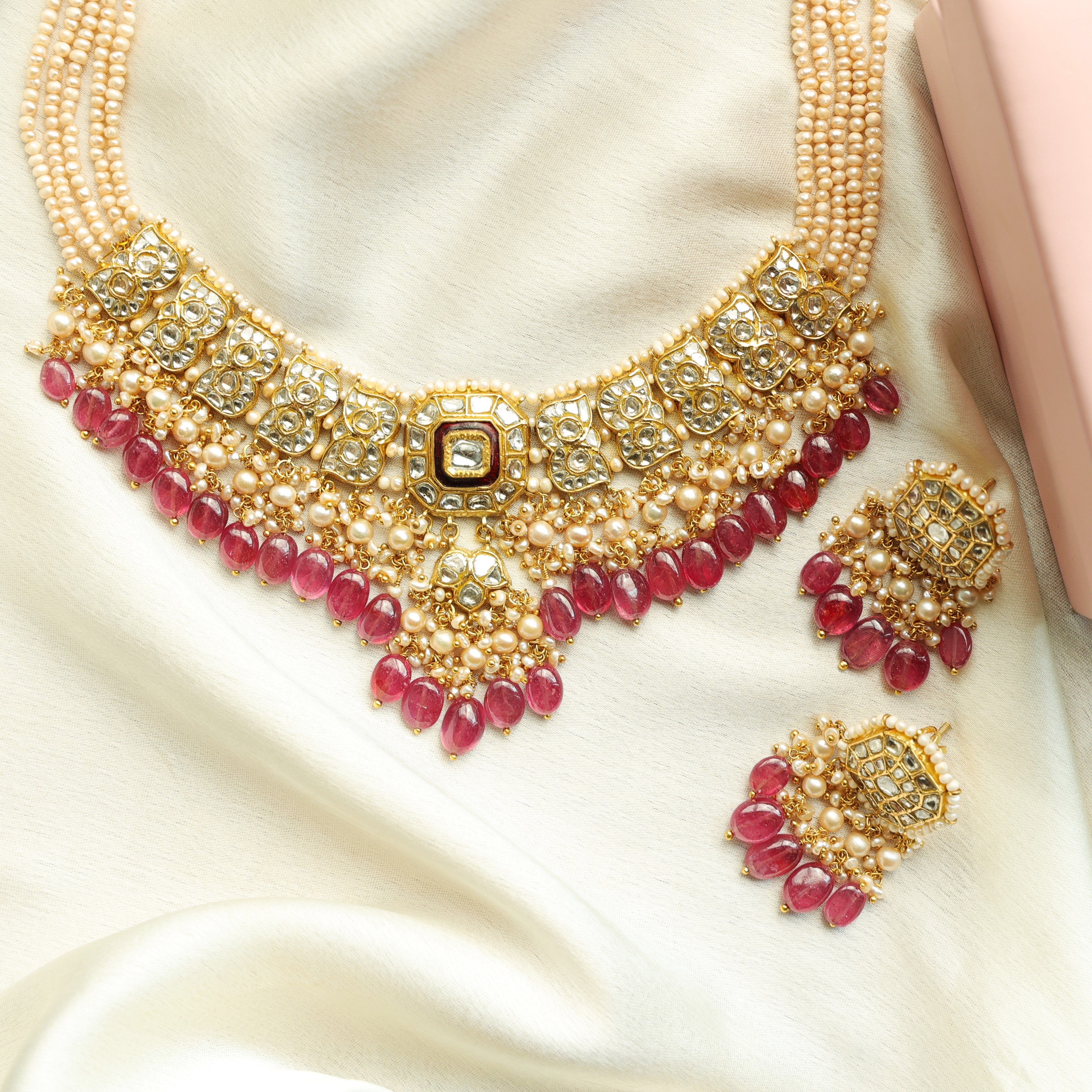 Darshika Necklace And Ananya Tops Polki Set