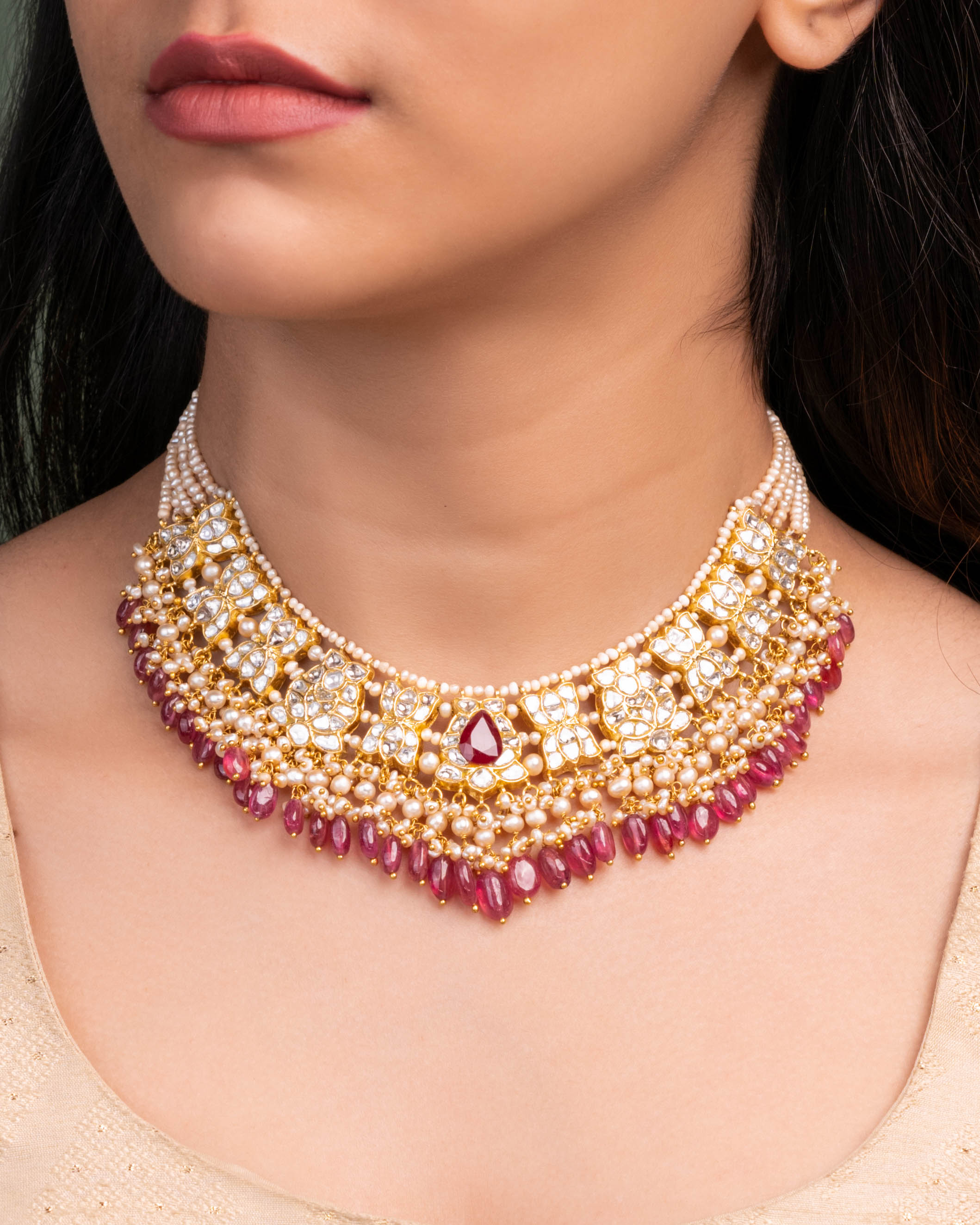 Maddy Necklace And Madhvi Tops Polki Set