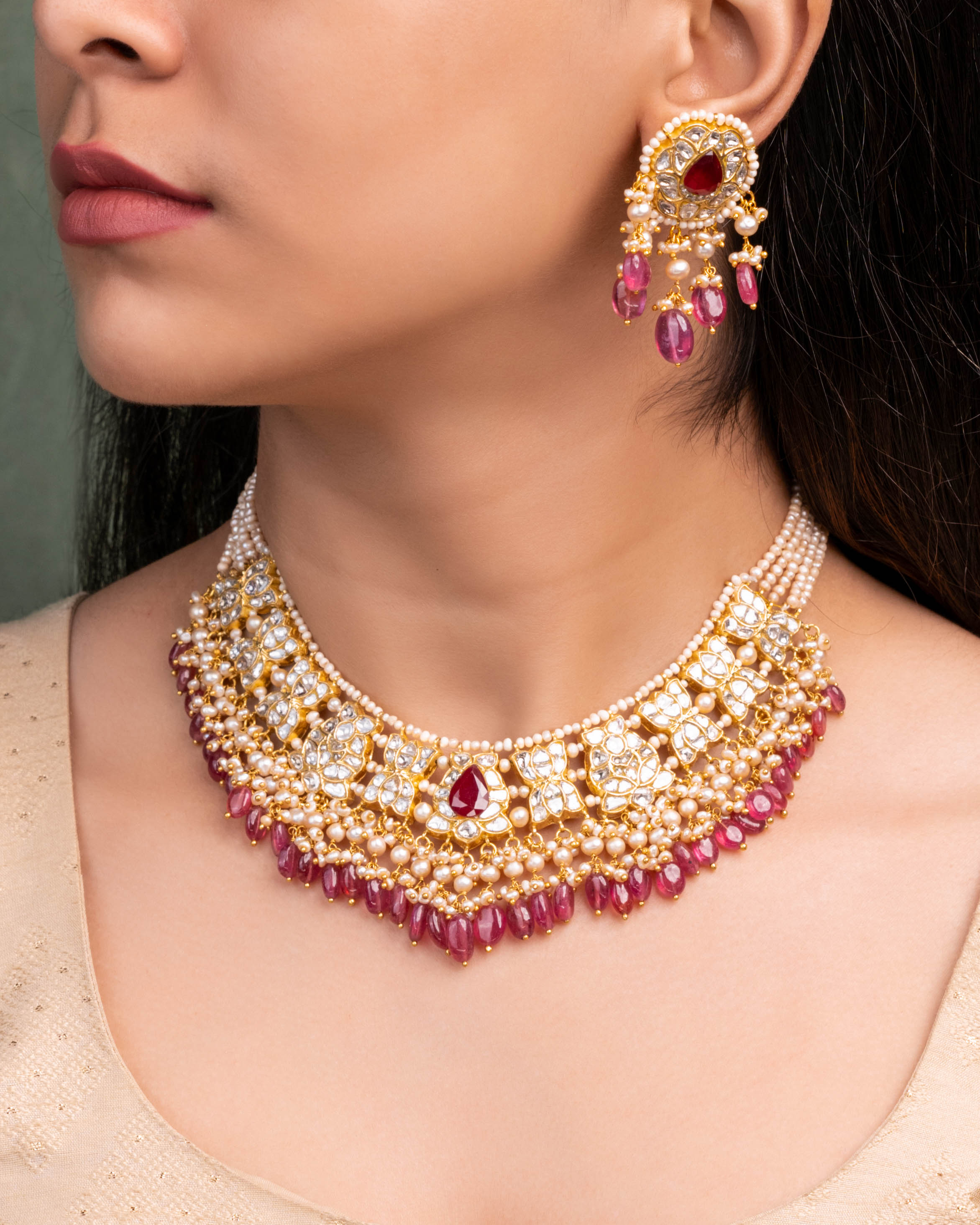 Maddy Necklace And Madhvi Tops Polki Set