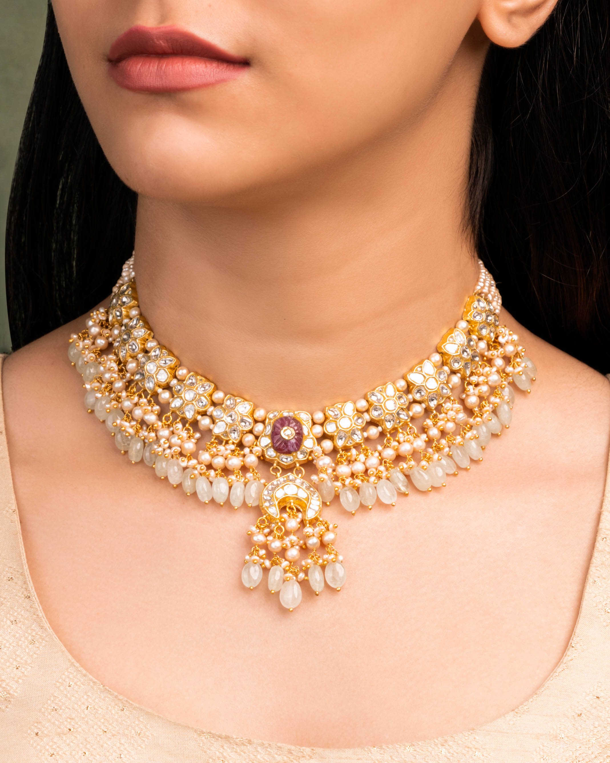 Parinita Necklace And Ishanvi Tops Polki Set