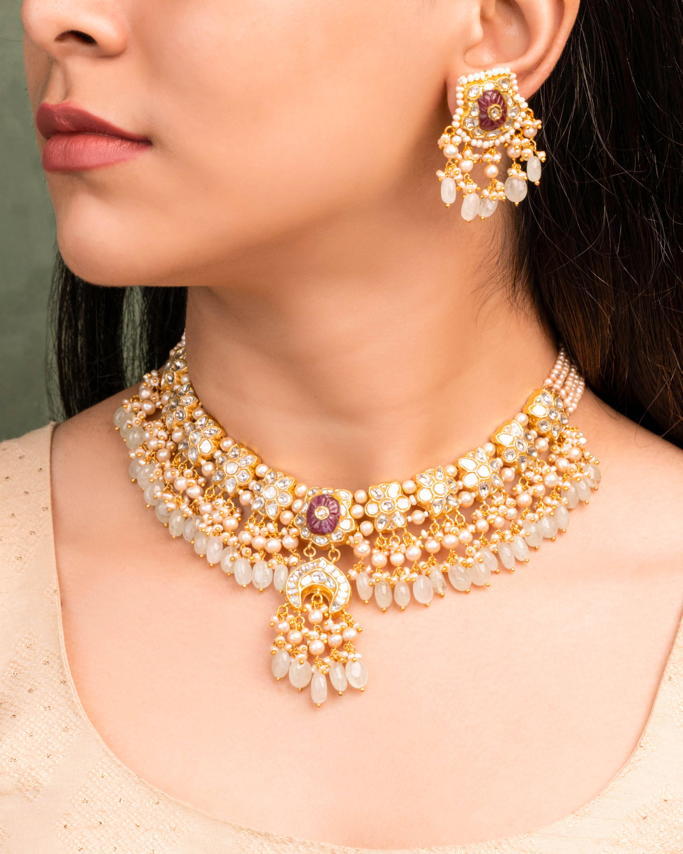 Parinita Necklace And Ishanvi Tops Polki Set