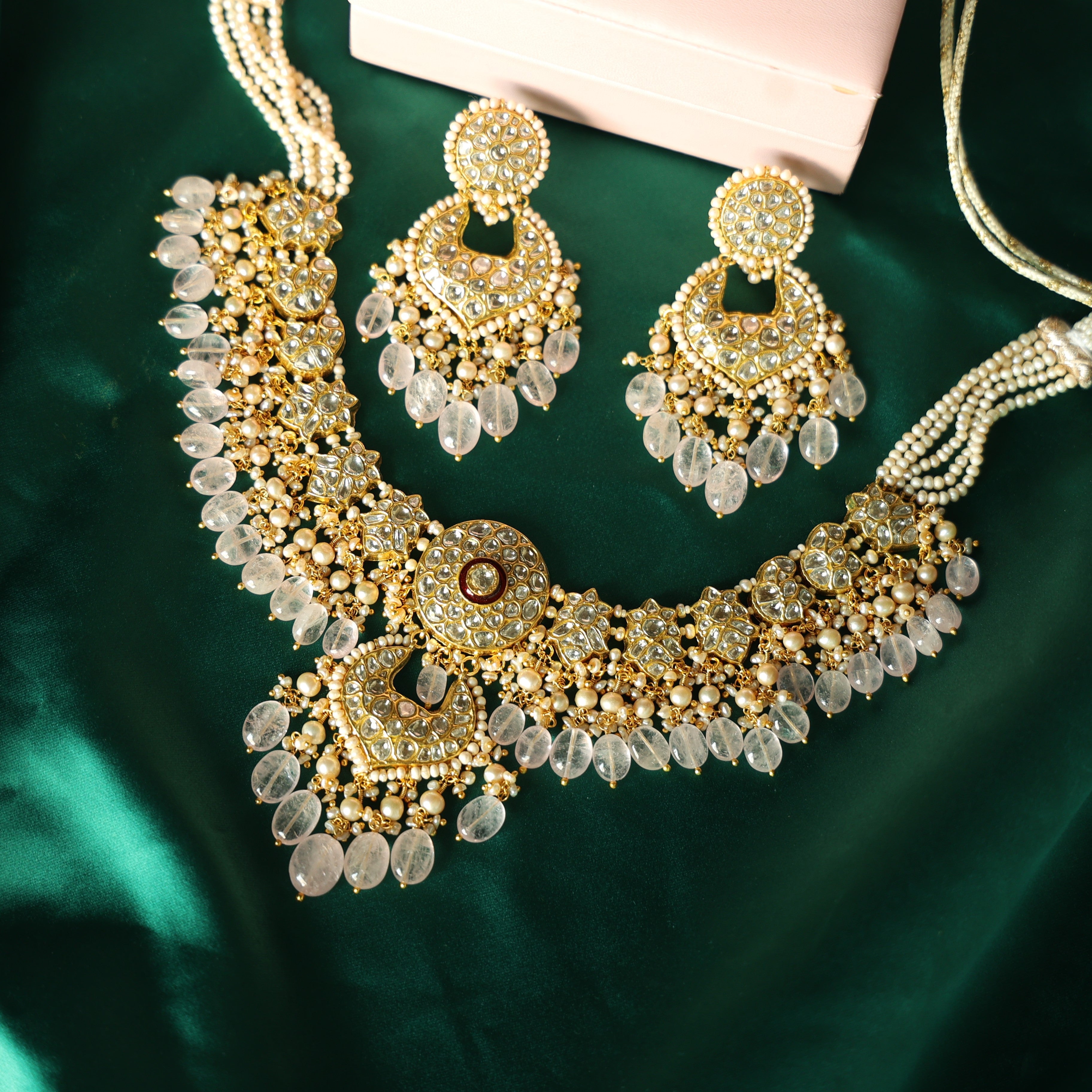 Anita Necklace And Dinika Chandbalis Polki Set