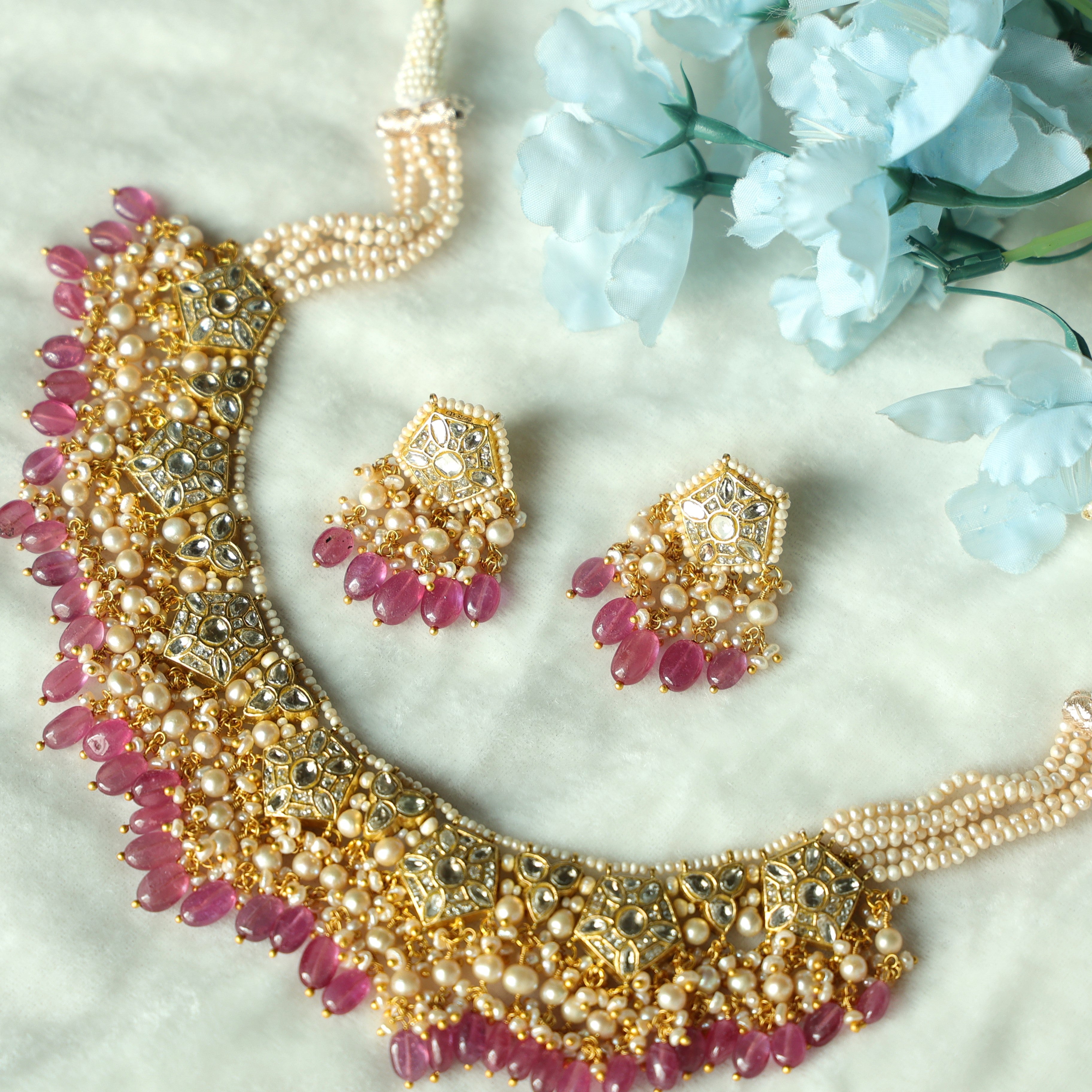 Prakruti Necklace And Nirali Tops Polki Set