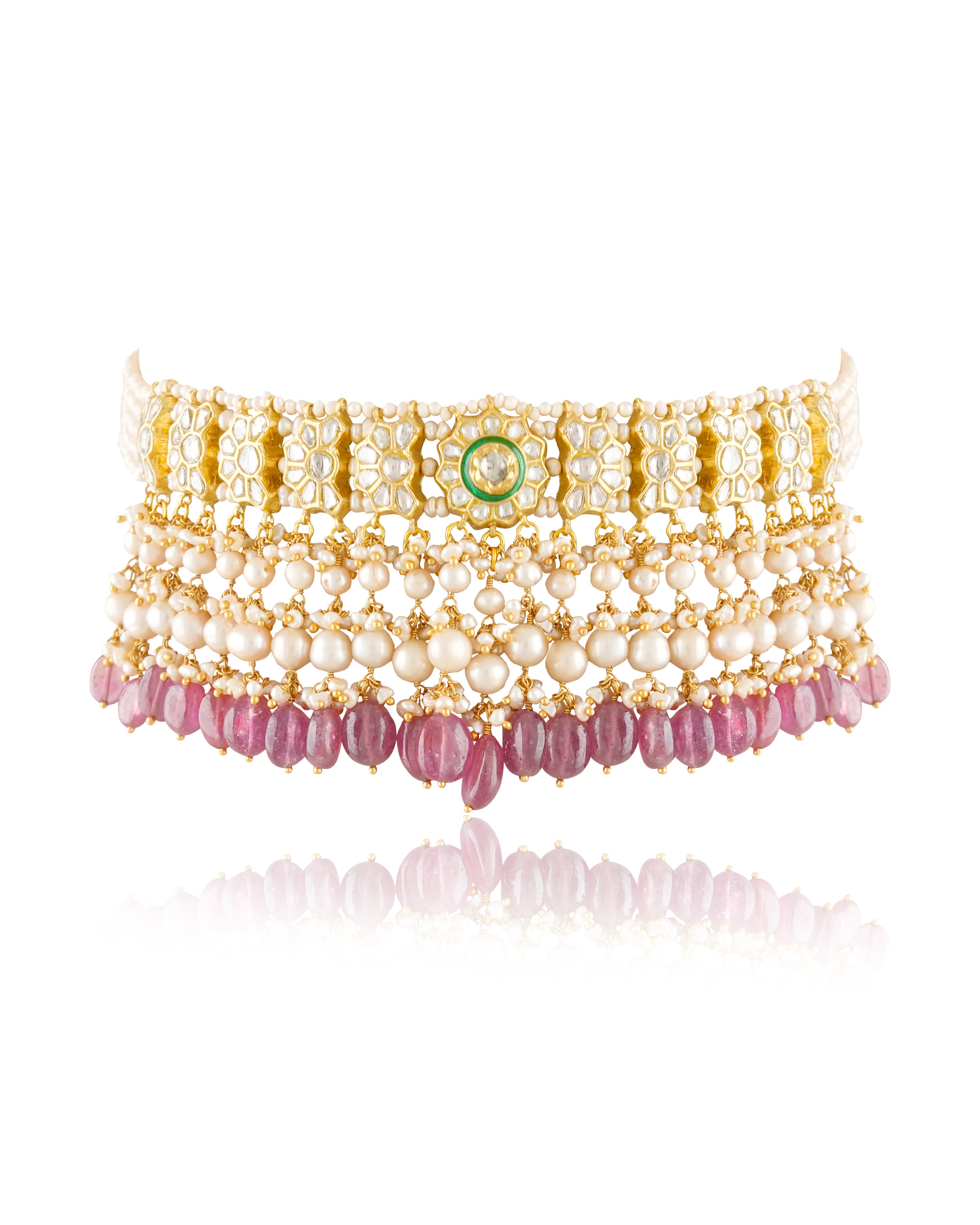 Rumi Choker And Megha Tops Polki Set