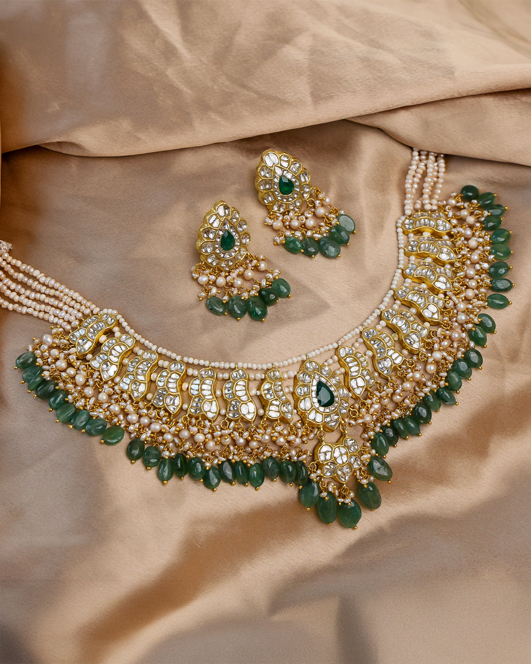 Adhira Necklace And Sunita Tops Polki Set