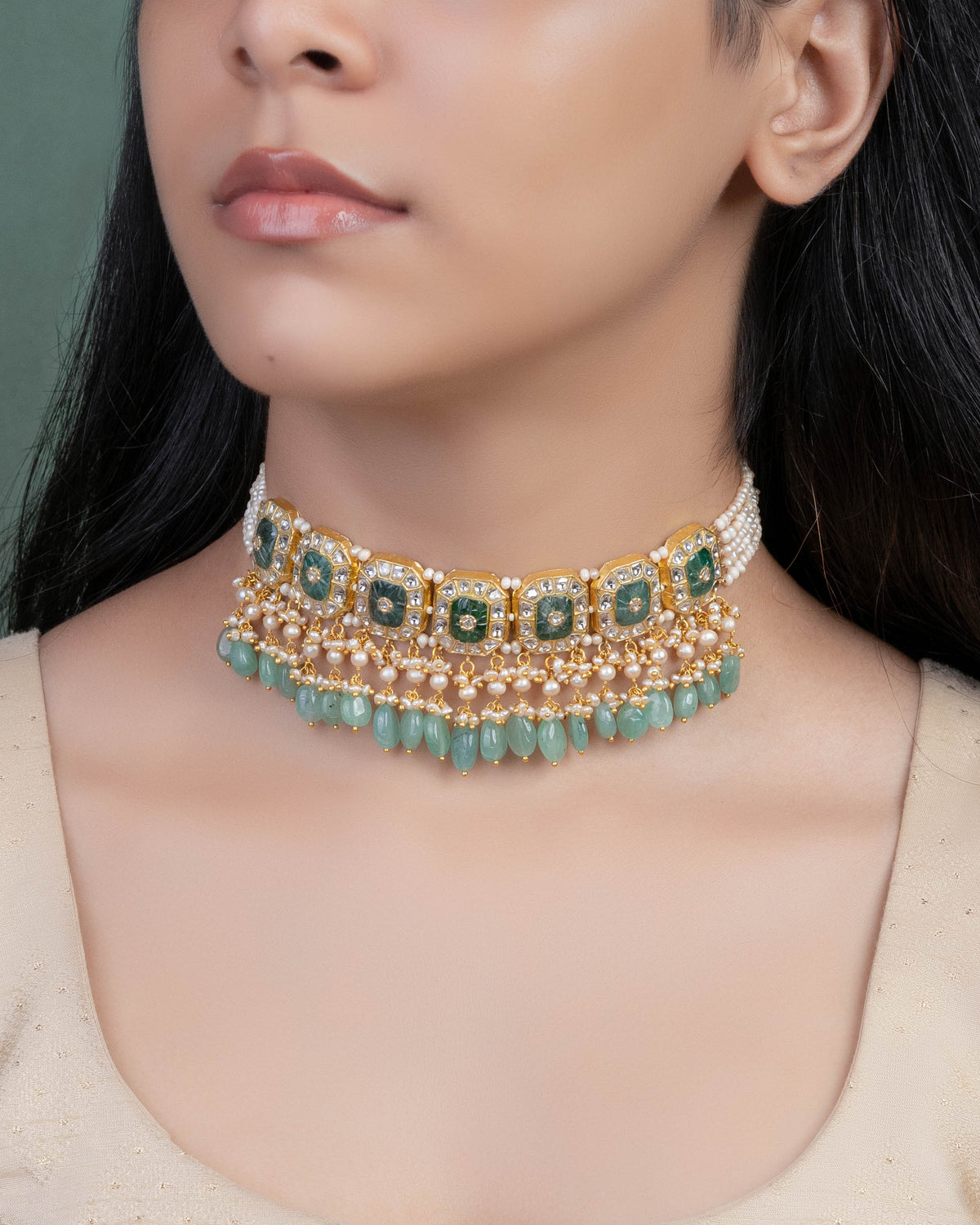 Zarin Choker And Latiksha Tops Polki Set