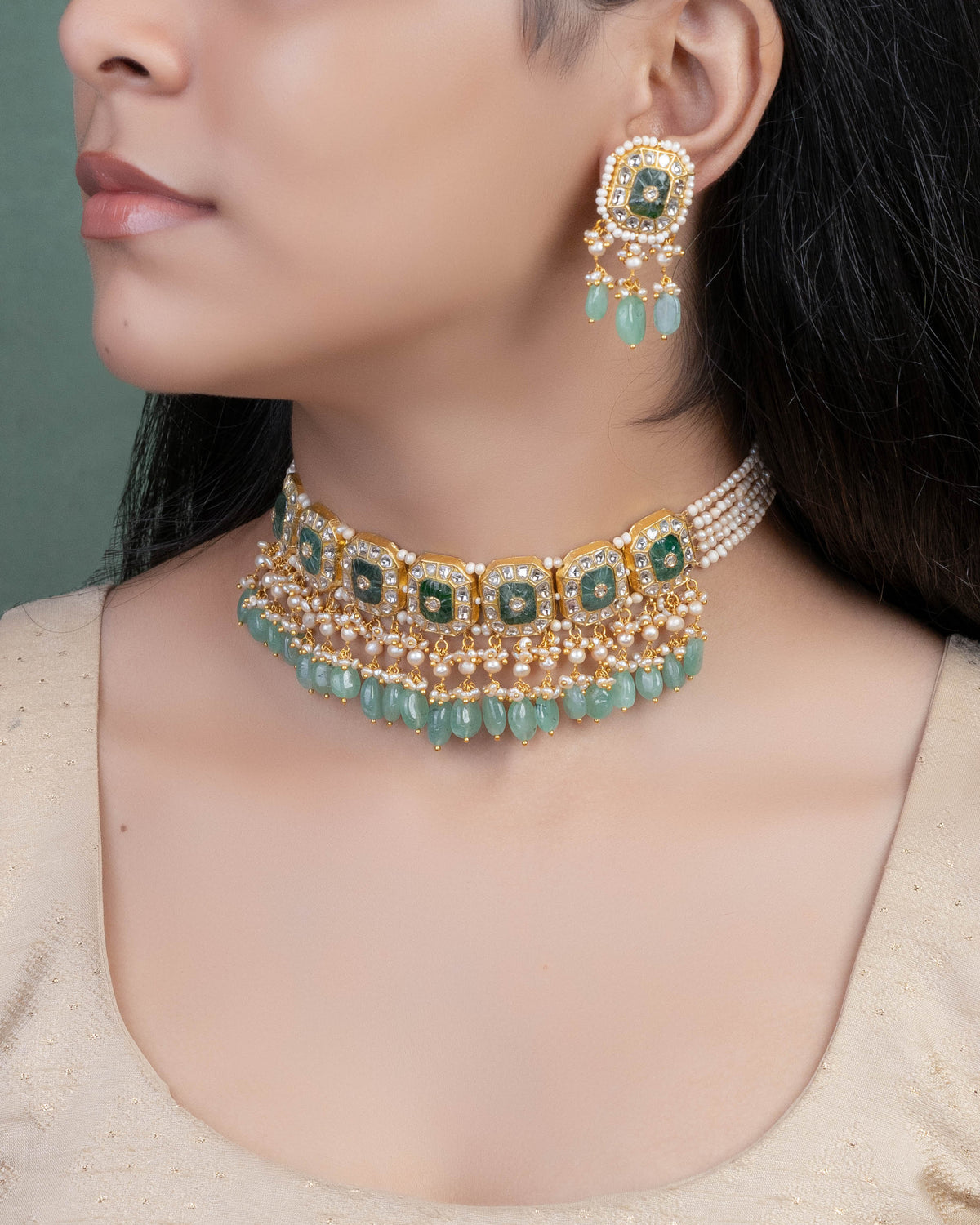 Zarin Choker And Latiksha Tops Polki Set