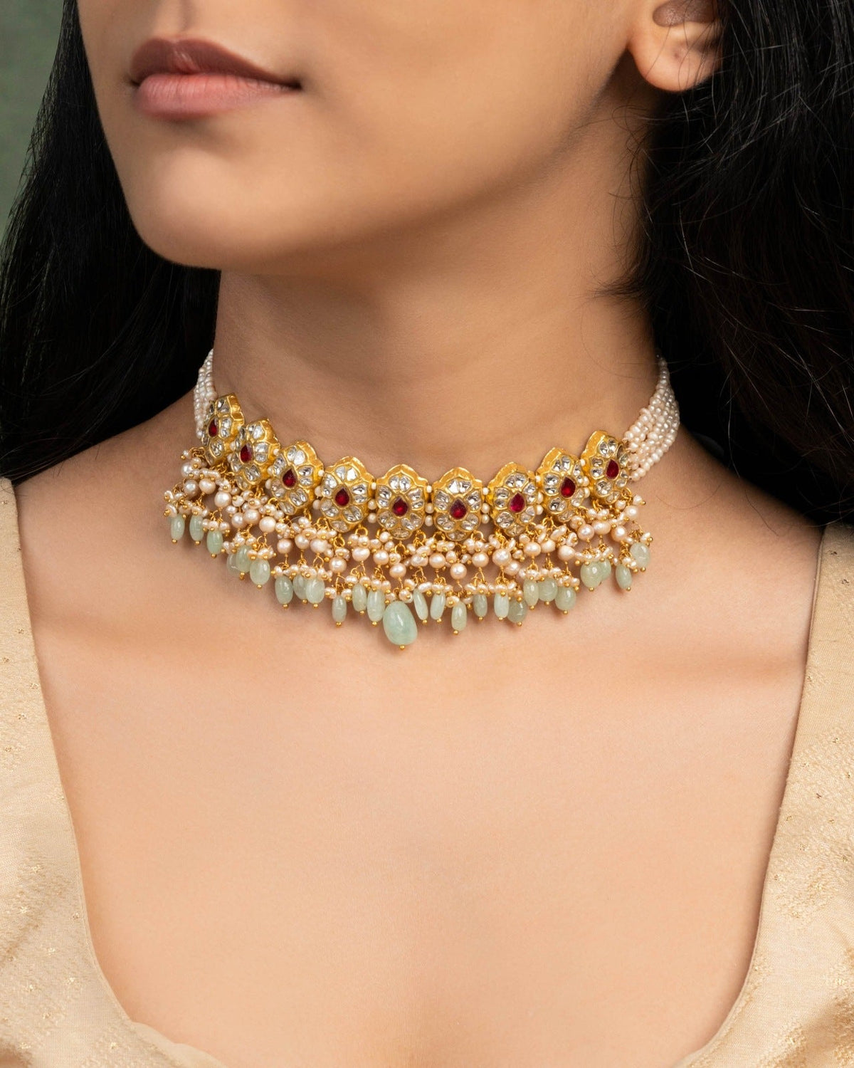 Simmy Choker And Siddhi Tops Polki Set