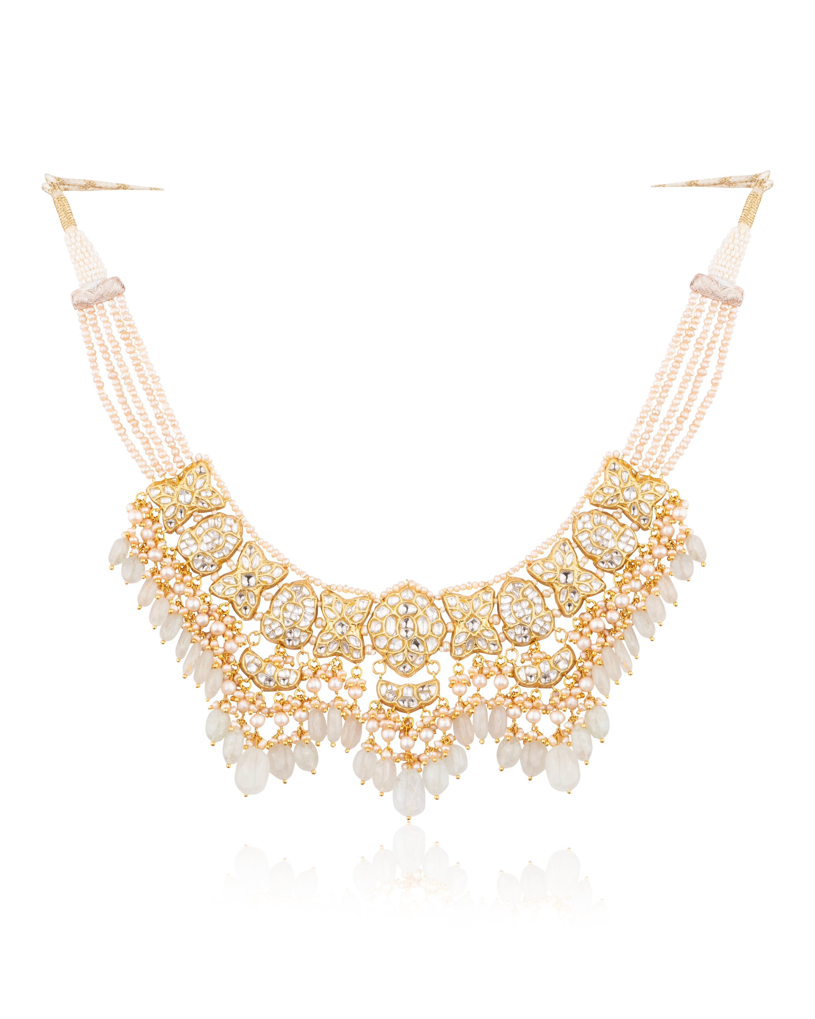 Naomi Necklace And Ziva Long Earrings Polki Set
