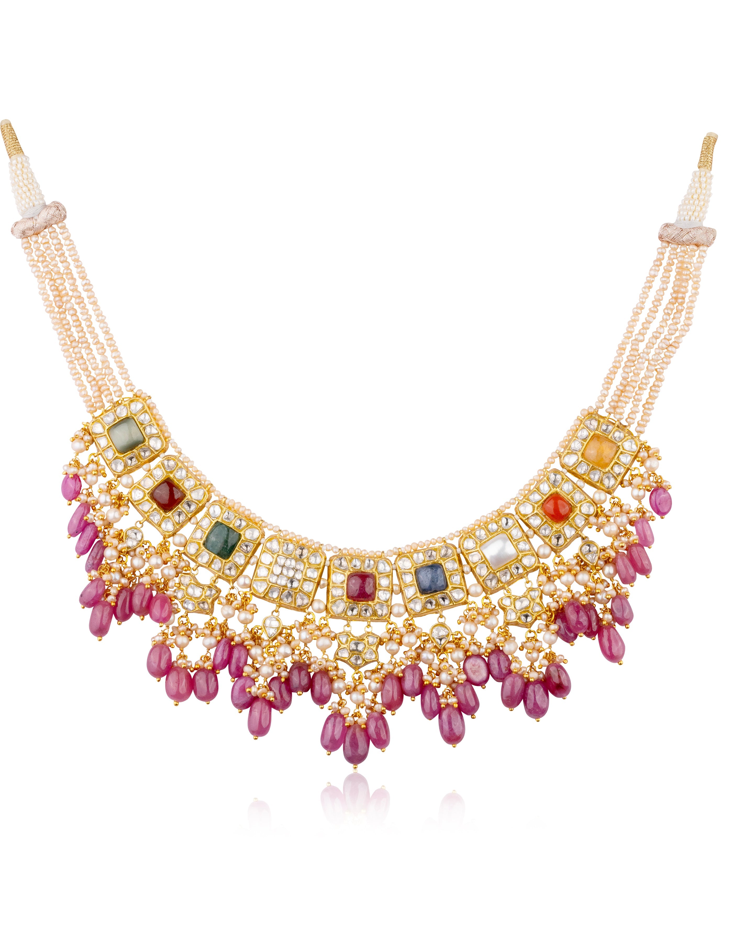 Savita Necklace And Neysa Long Earrings Polki Set