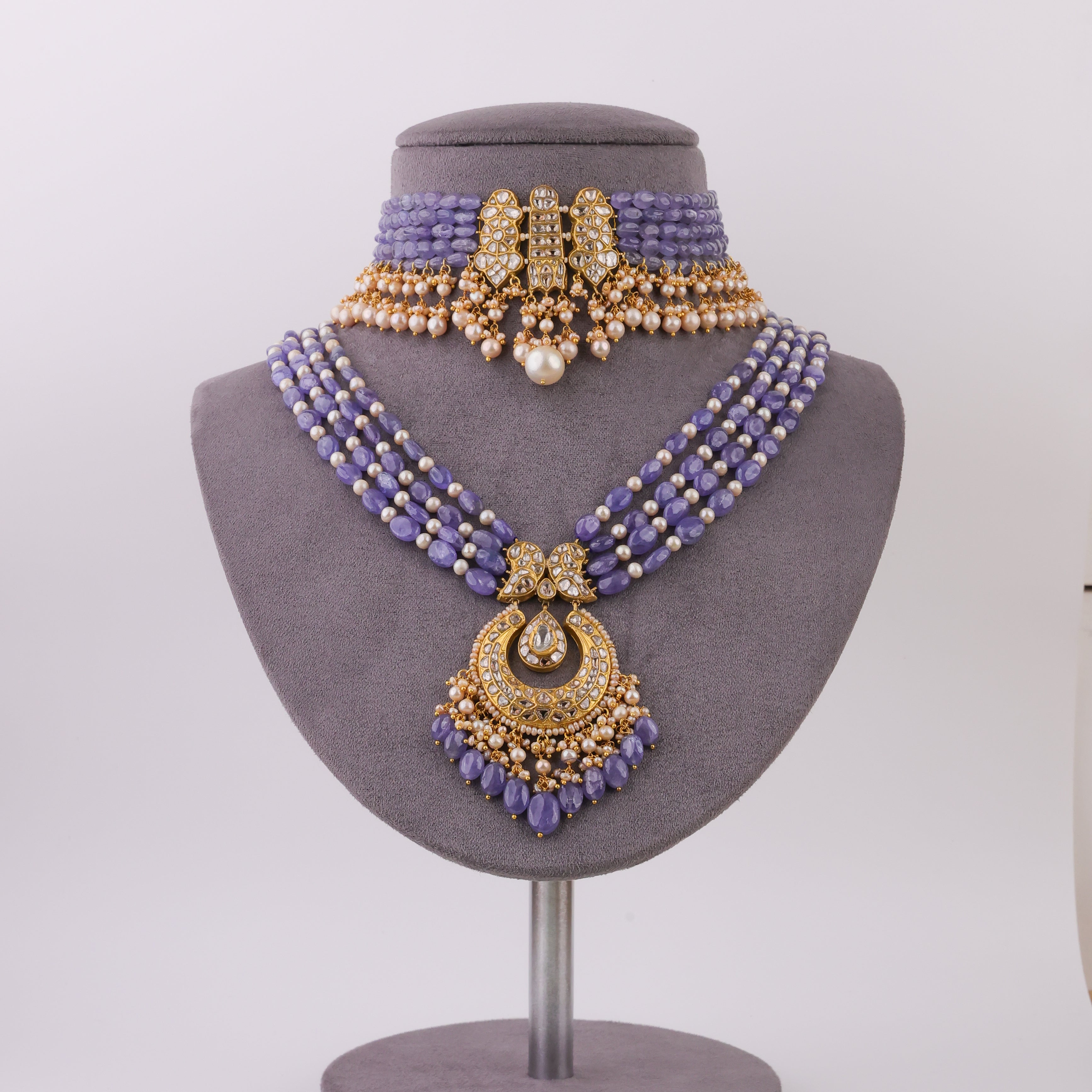 Sumita Choker And Krutika Bead Choker Polki Set