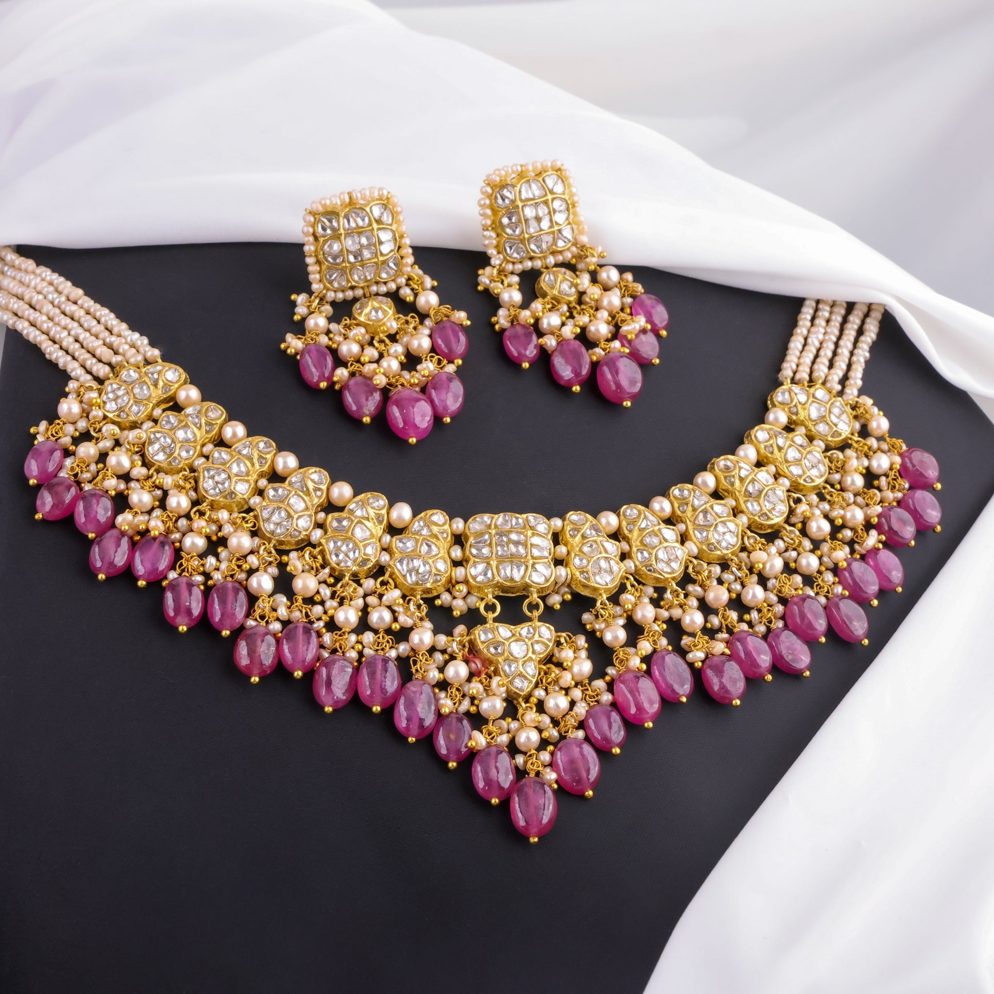 Dhruvi Polki Long Earrings