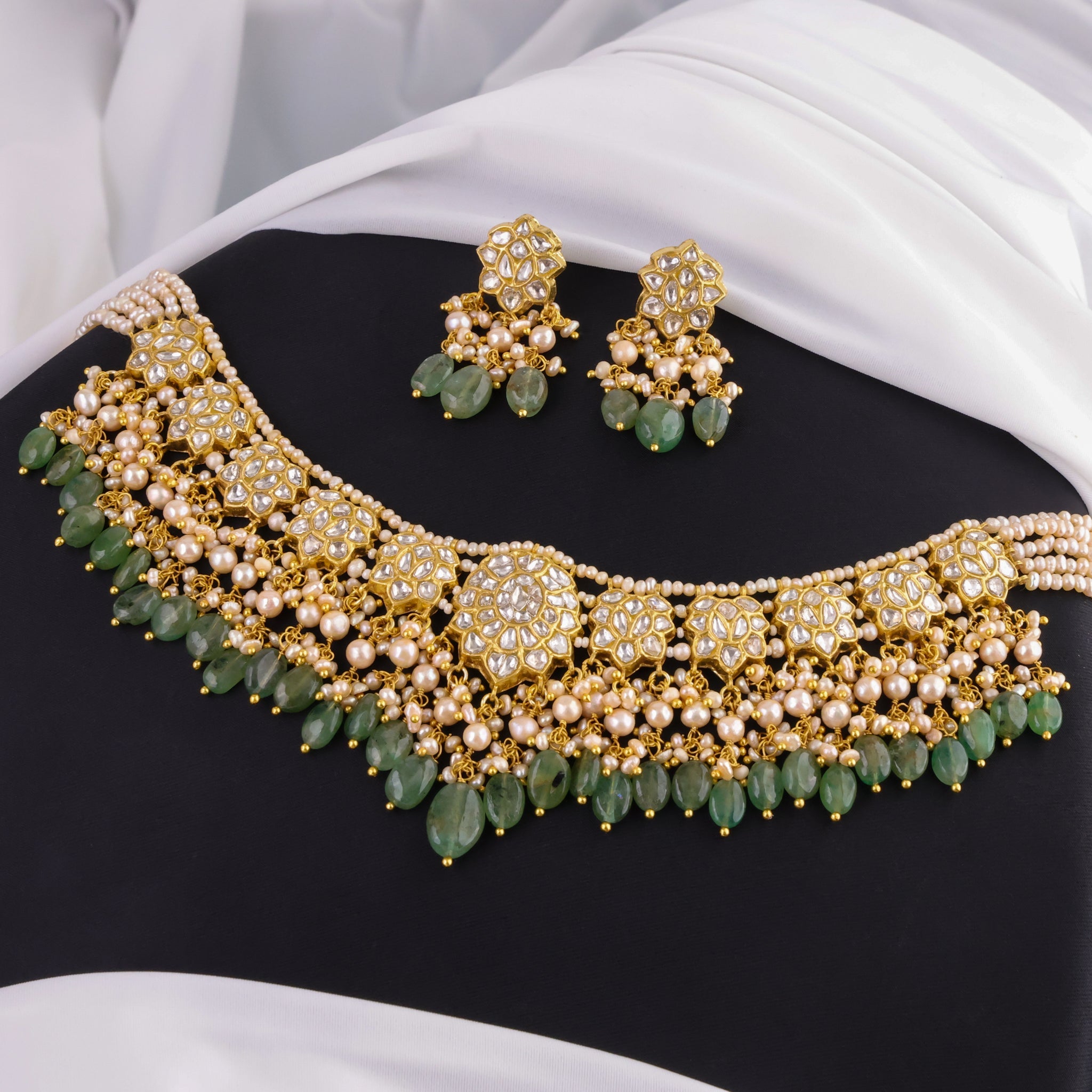 Naitya Necklace And Hanisha Tops Polki Set