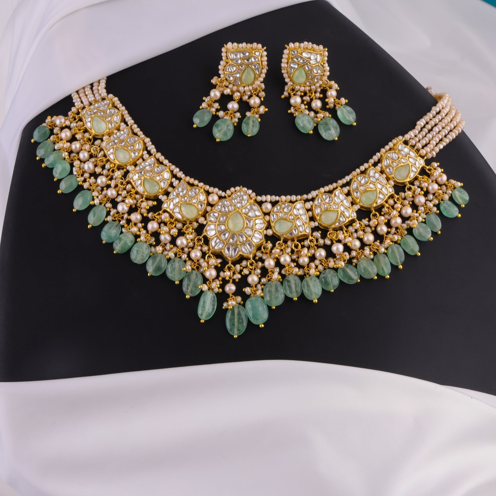 Malvika Necklace And Fenny Tops Polki Set