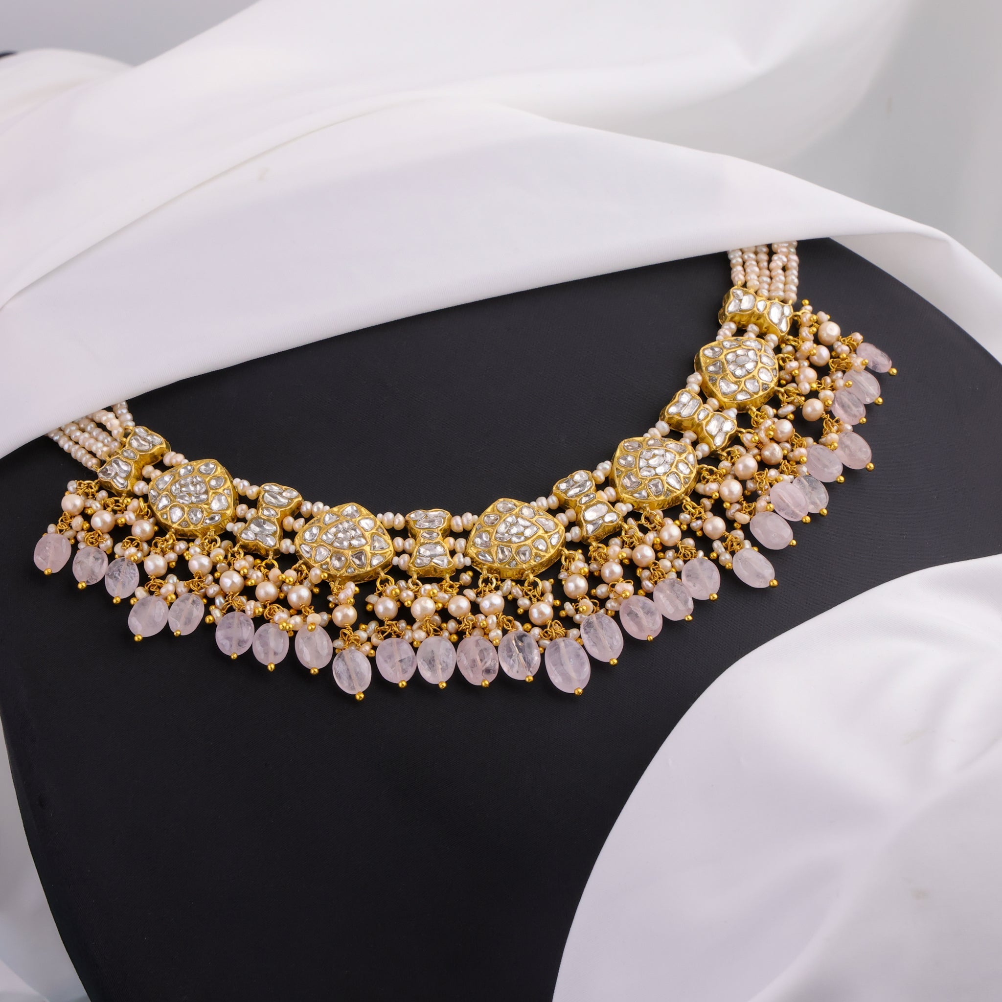 Kasturi Necklace And Dipasha Long Earrings Polki Set