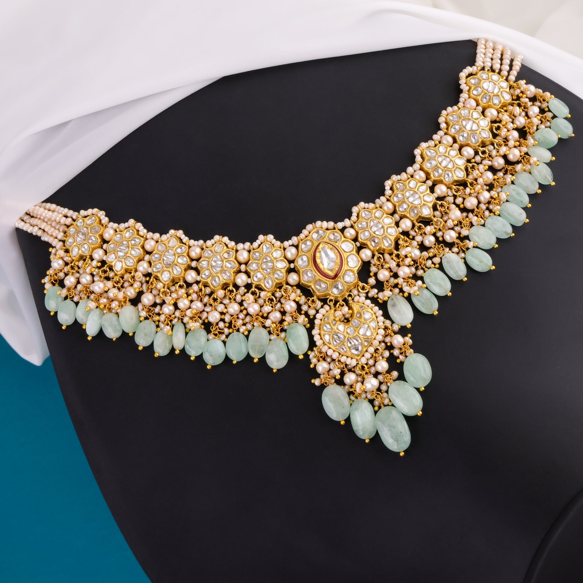 Malisha Necklace And Farjana Chandbalis Polki Set