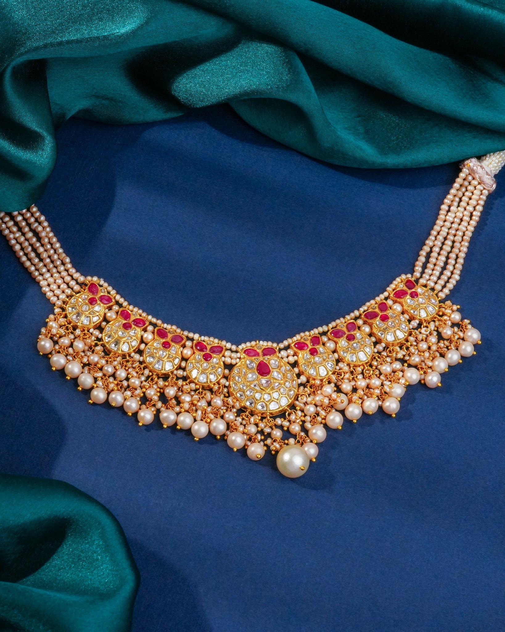 Keshavi Necklace And Ditvi Chandbalis Polki Set