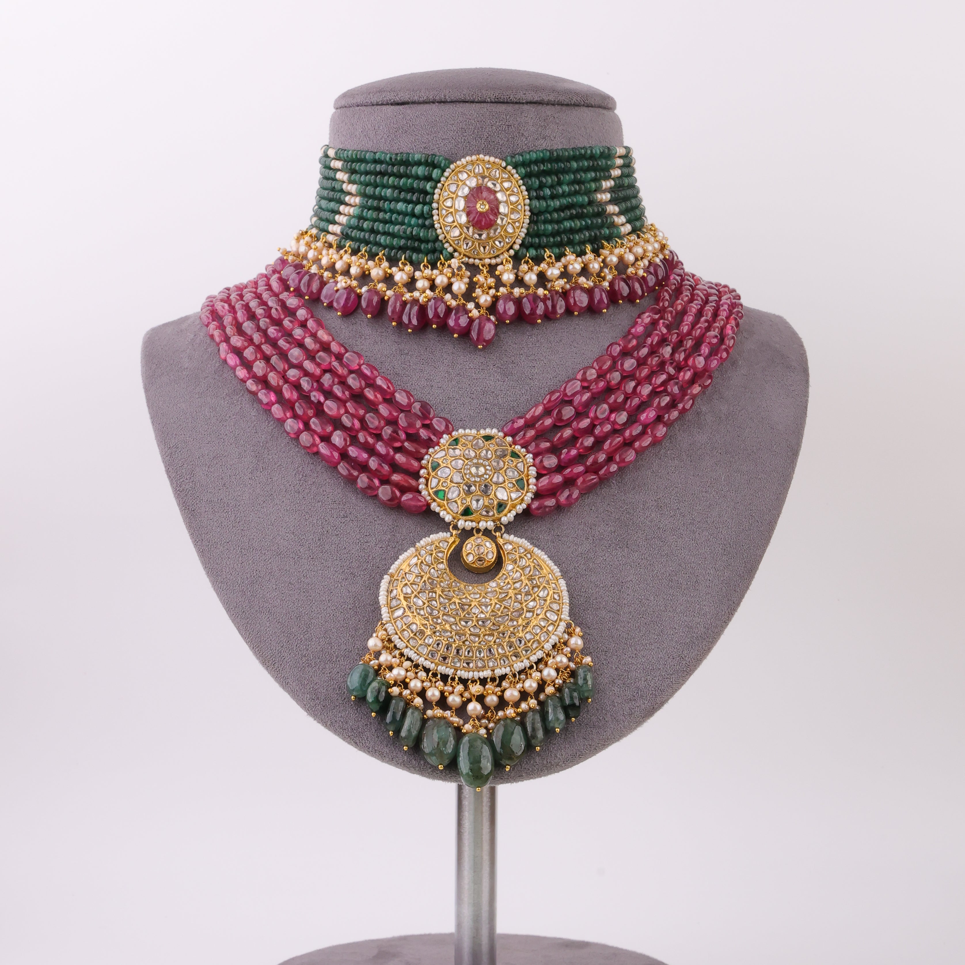Kriya Choker And Zaida Bead Pendant Polki Set
