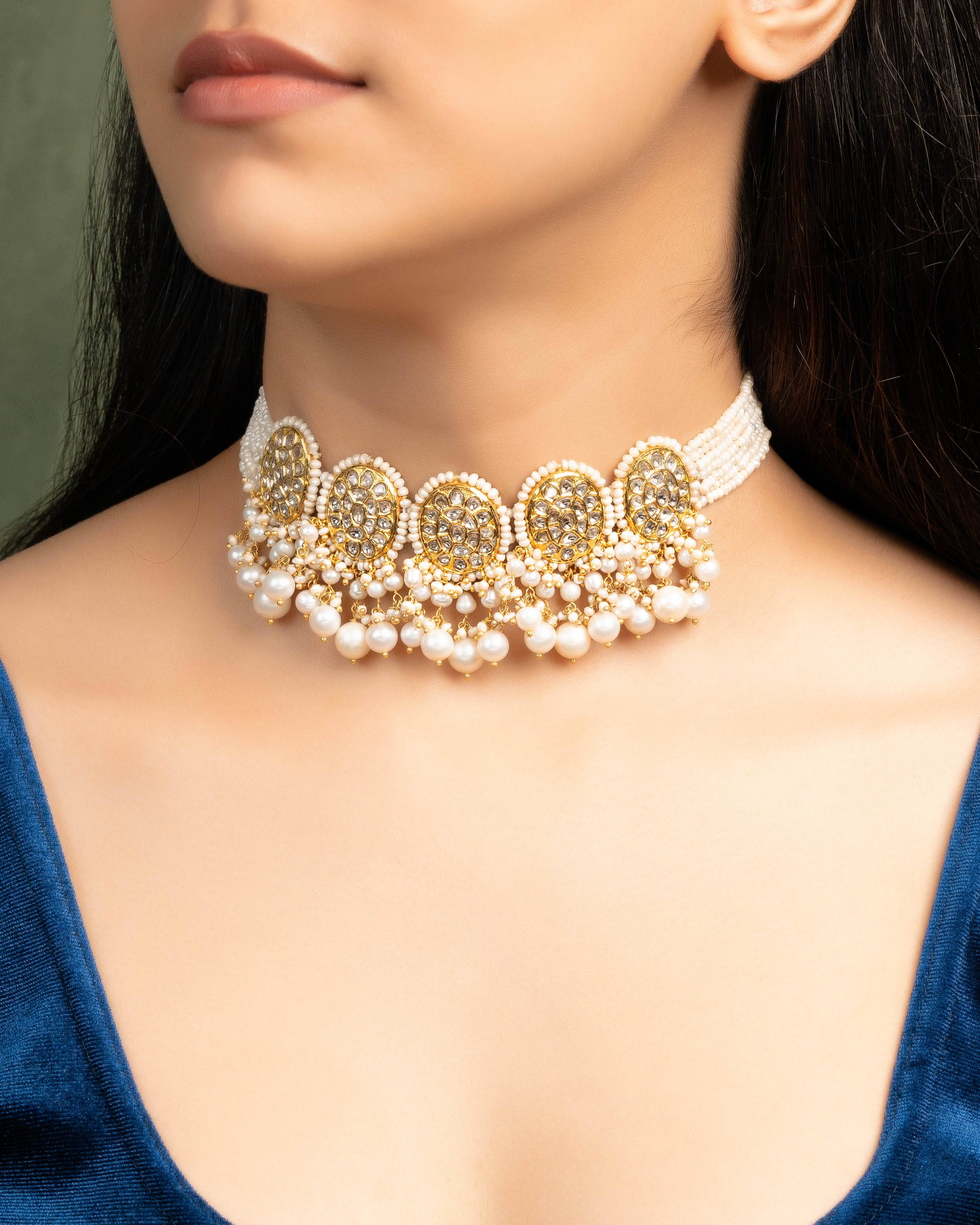 Nagma Choker And Harshada Tops Polki Set