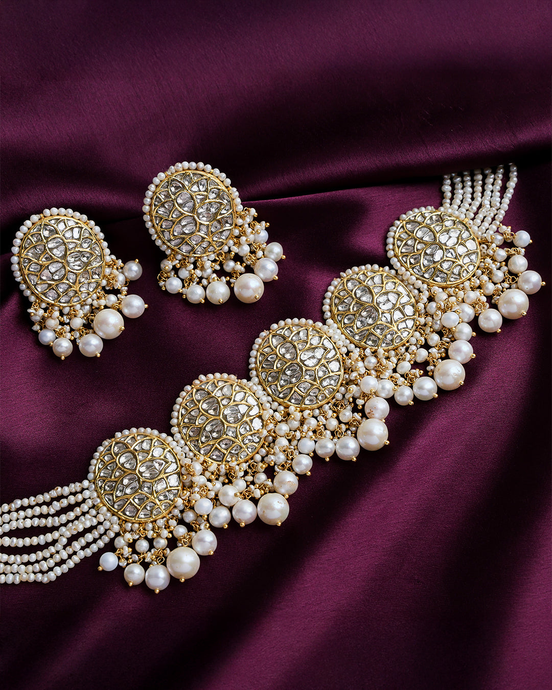 Mehel Choker And Arunima Tops Polki Set