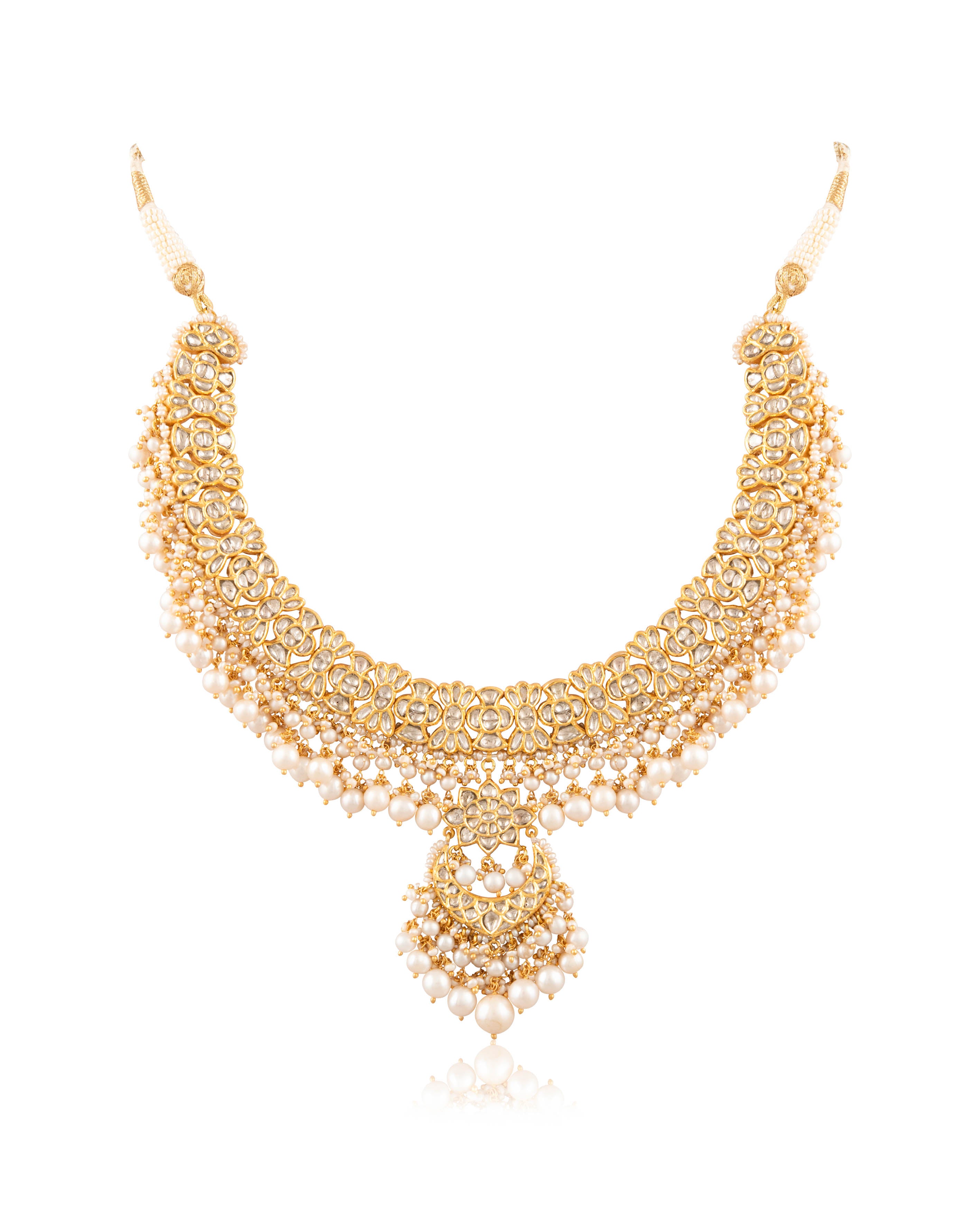 Calira Necklace And Auralie Chandbalis Polki Set
