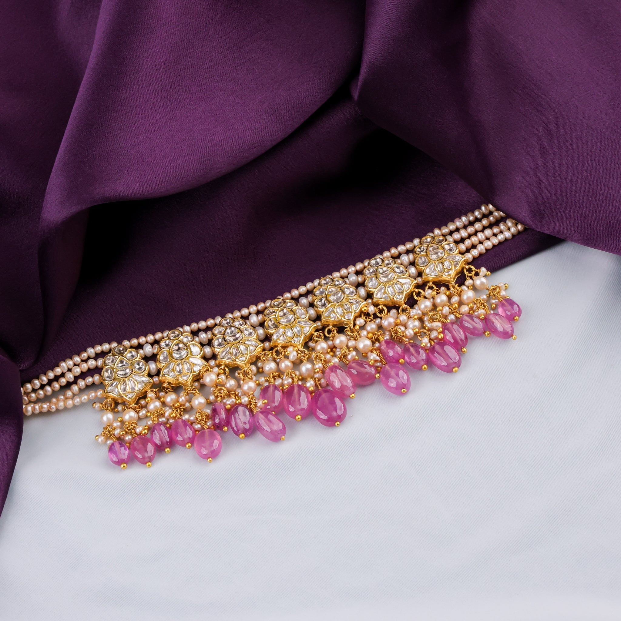 Maanasi Choker And Eniya Tops Polki Set