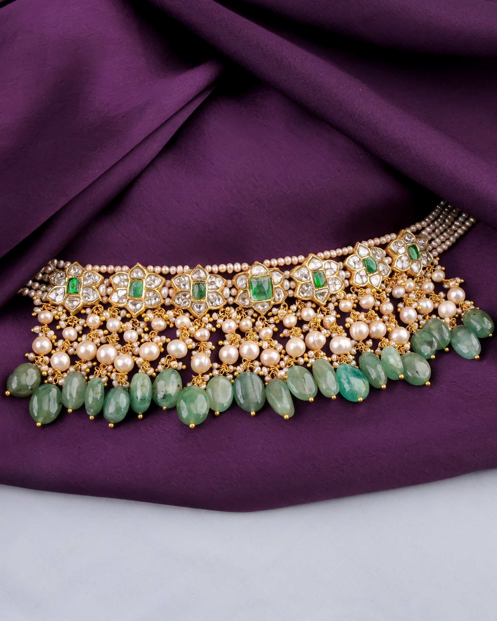 Manvi Choker And Gini Tops Polki Set