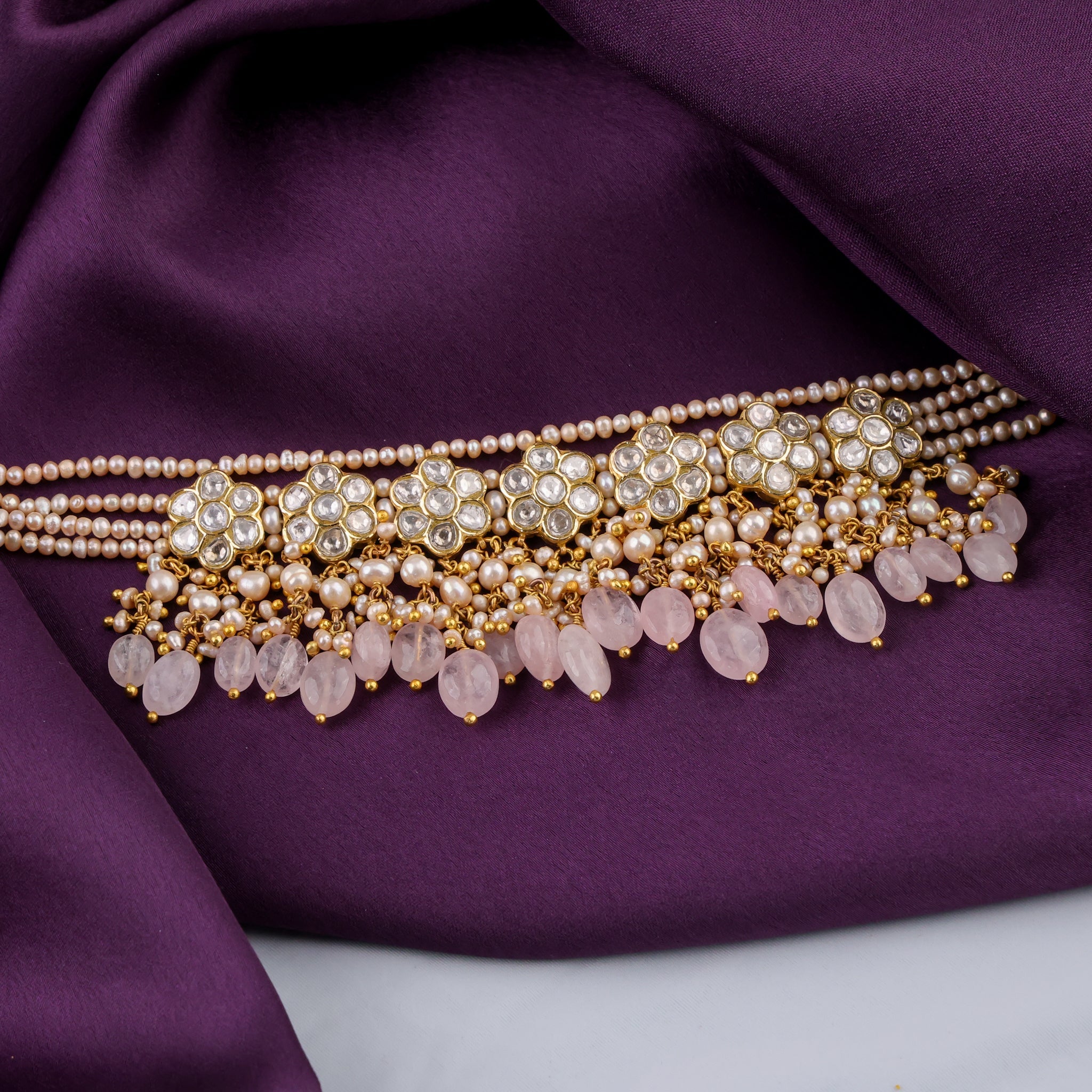 Karvi Choker And Dipansi Tops Polki Set