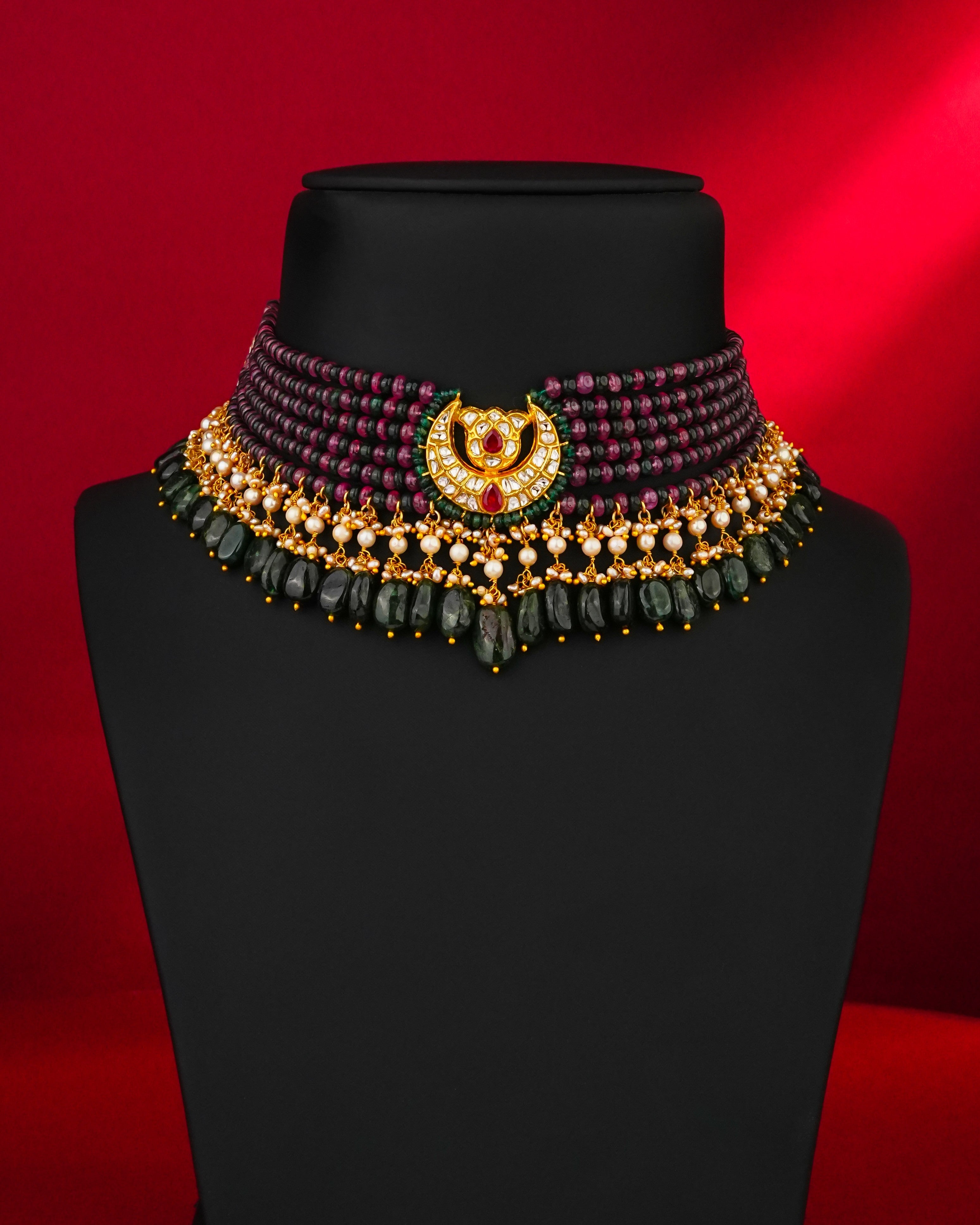 Lata Polki Bead Choker