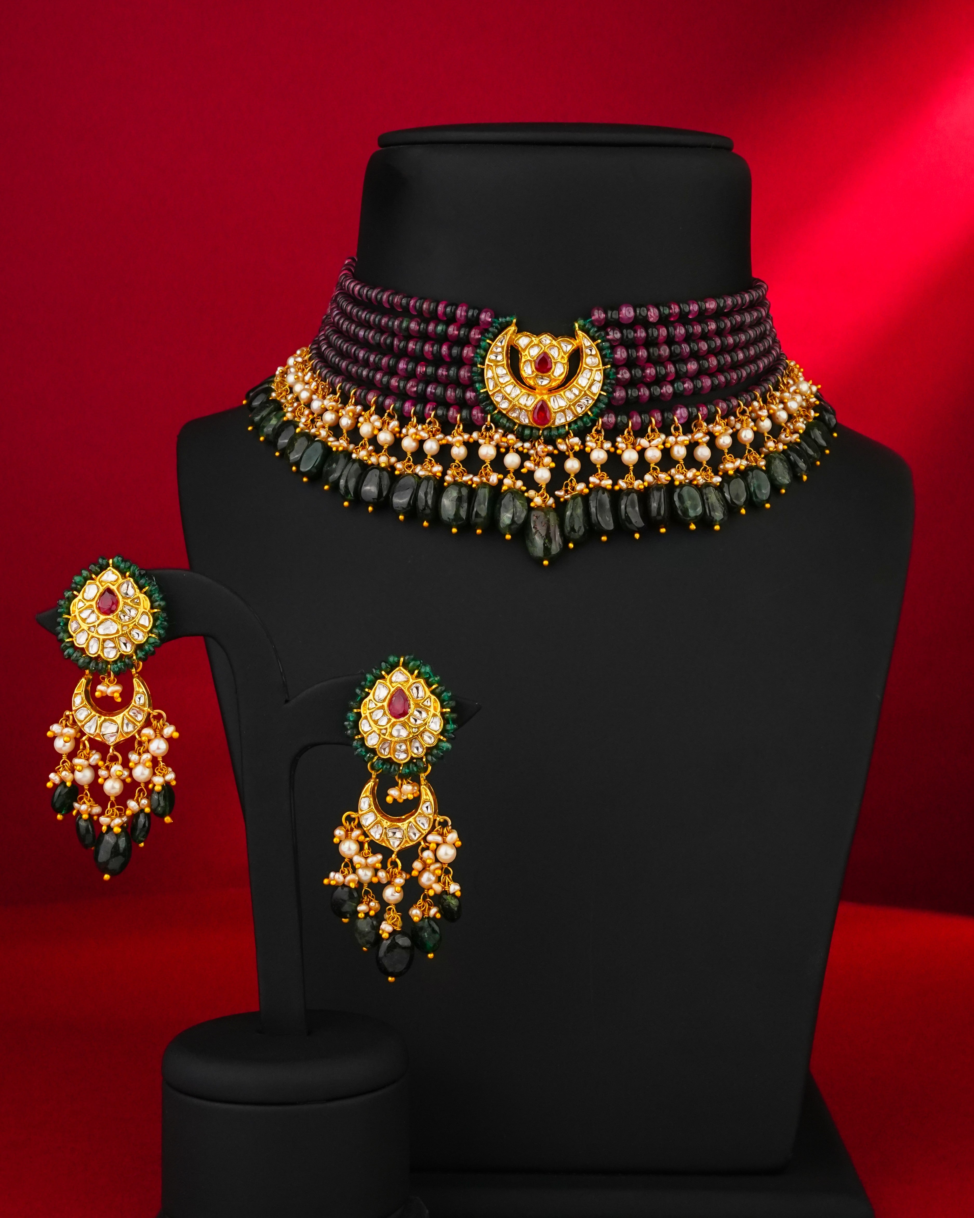 Lata Polki Bead Choker