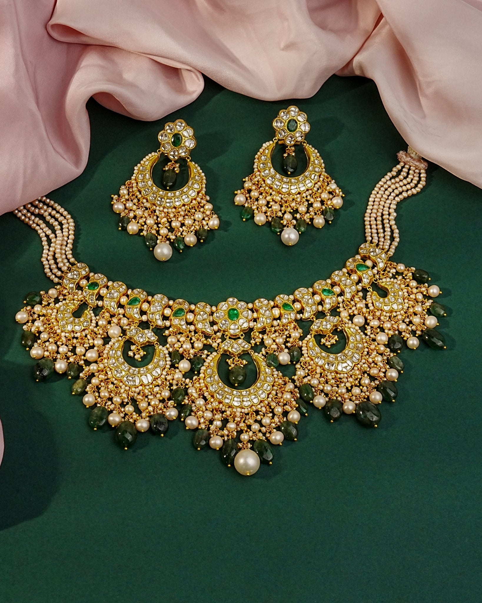 Arunita Necklace And Nita Chandbalis Polki Set