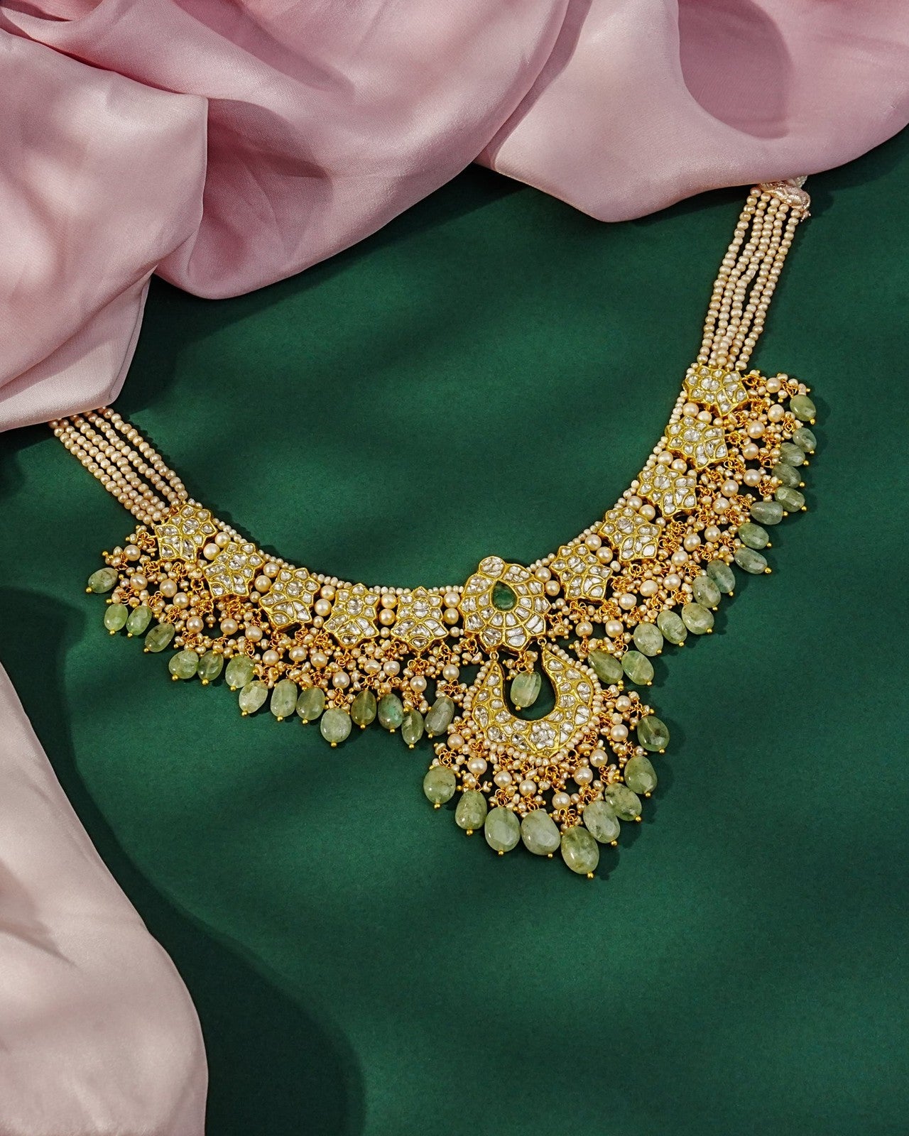 Maya Necklace And Vidya Chandbalis Polki Set