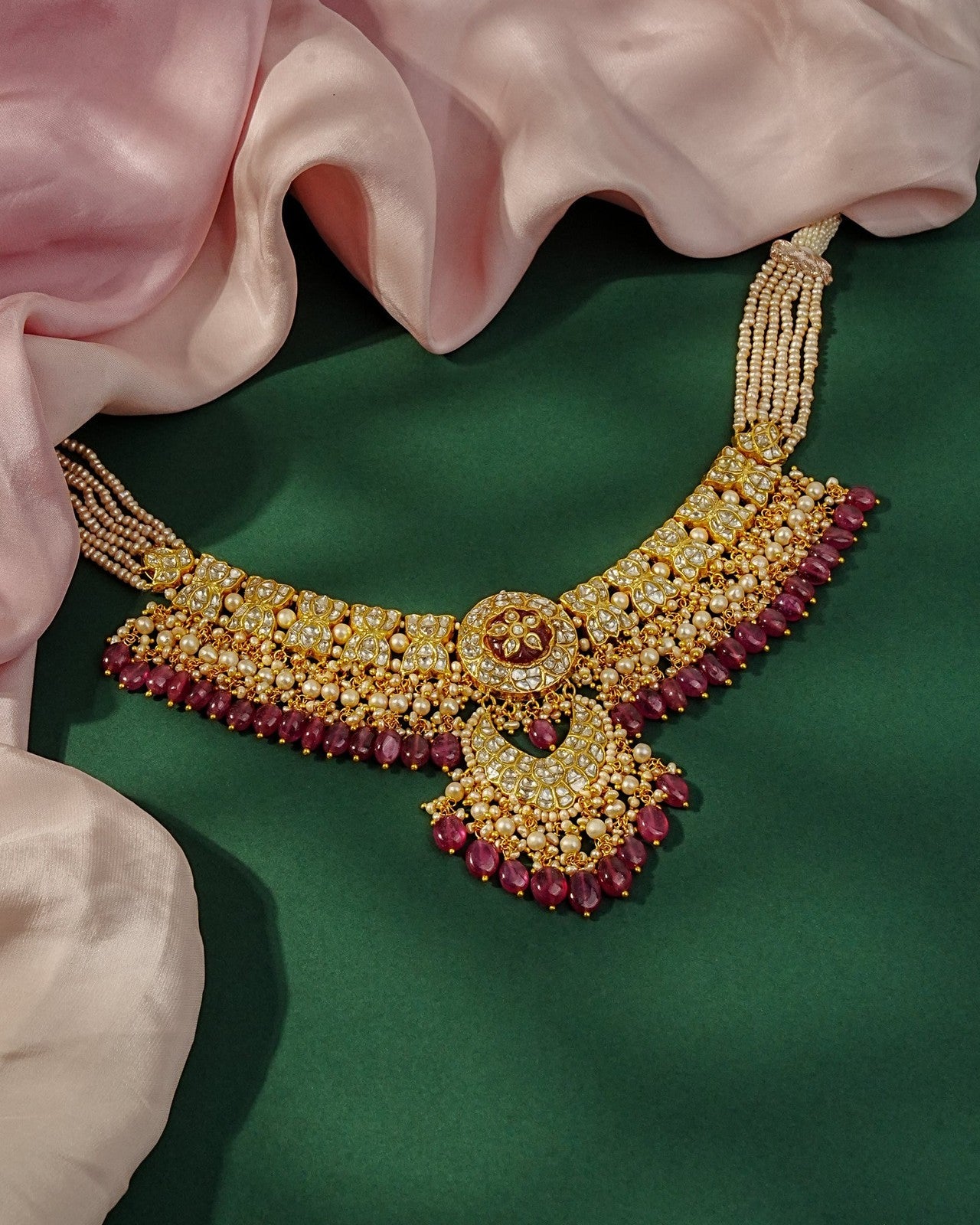 Veena Necklace And Simmy Chandbalis Polki Set