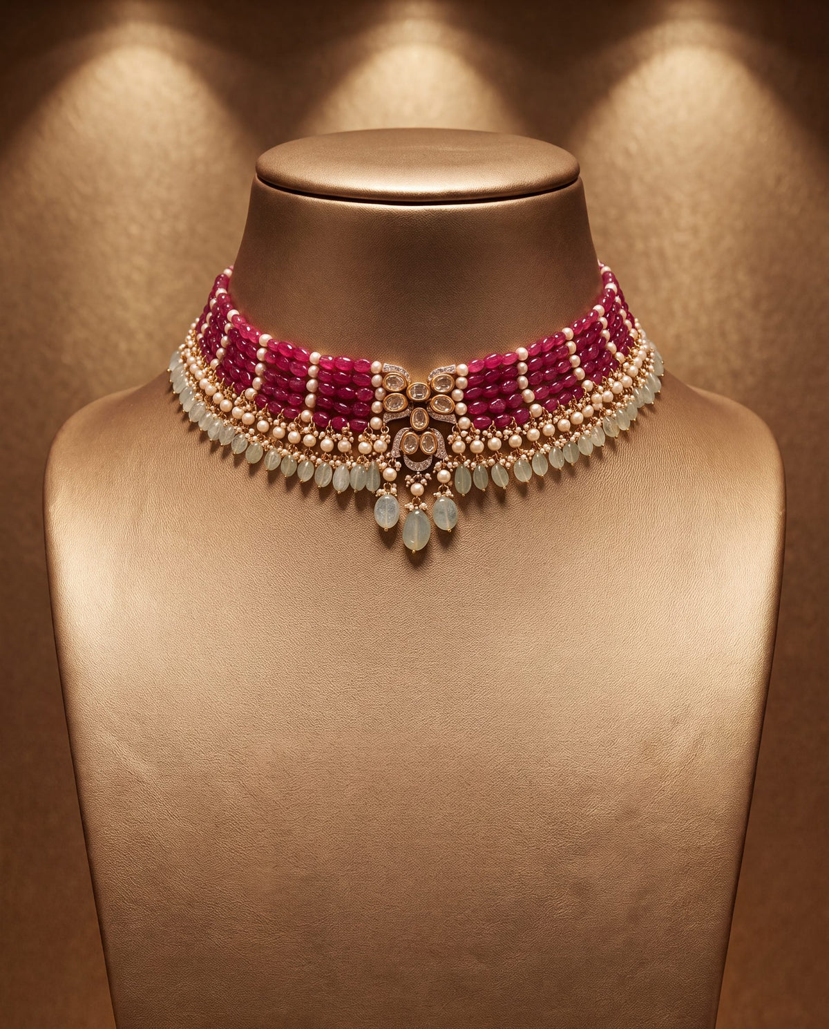 Vishaya Polki And Diamond Bead Choker