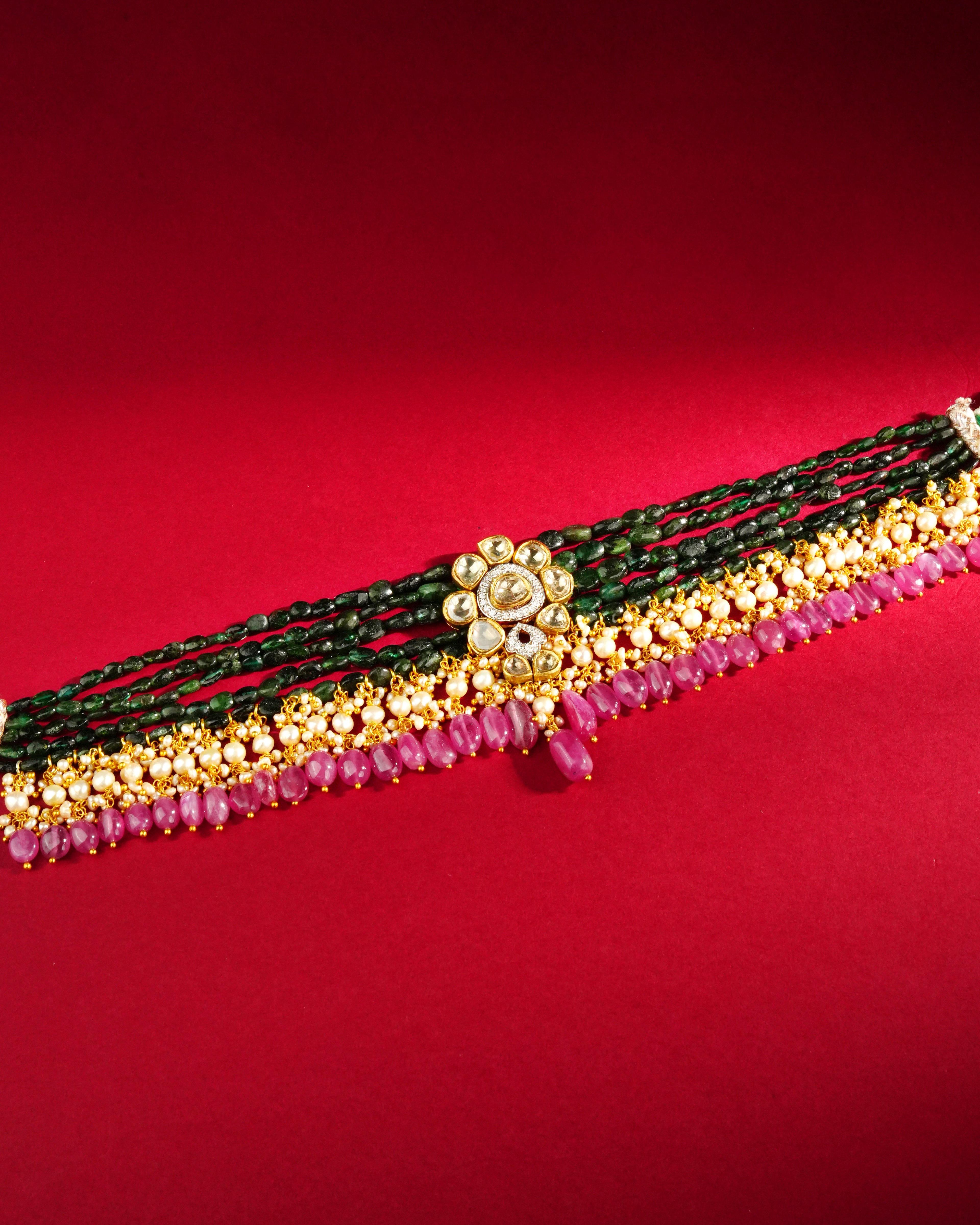 Nilambari Polki And Diamond Bead Choker