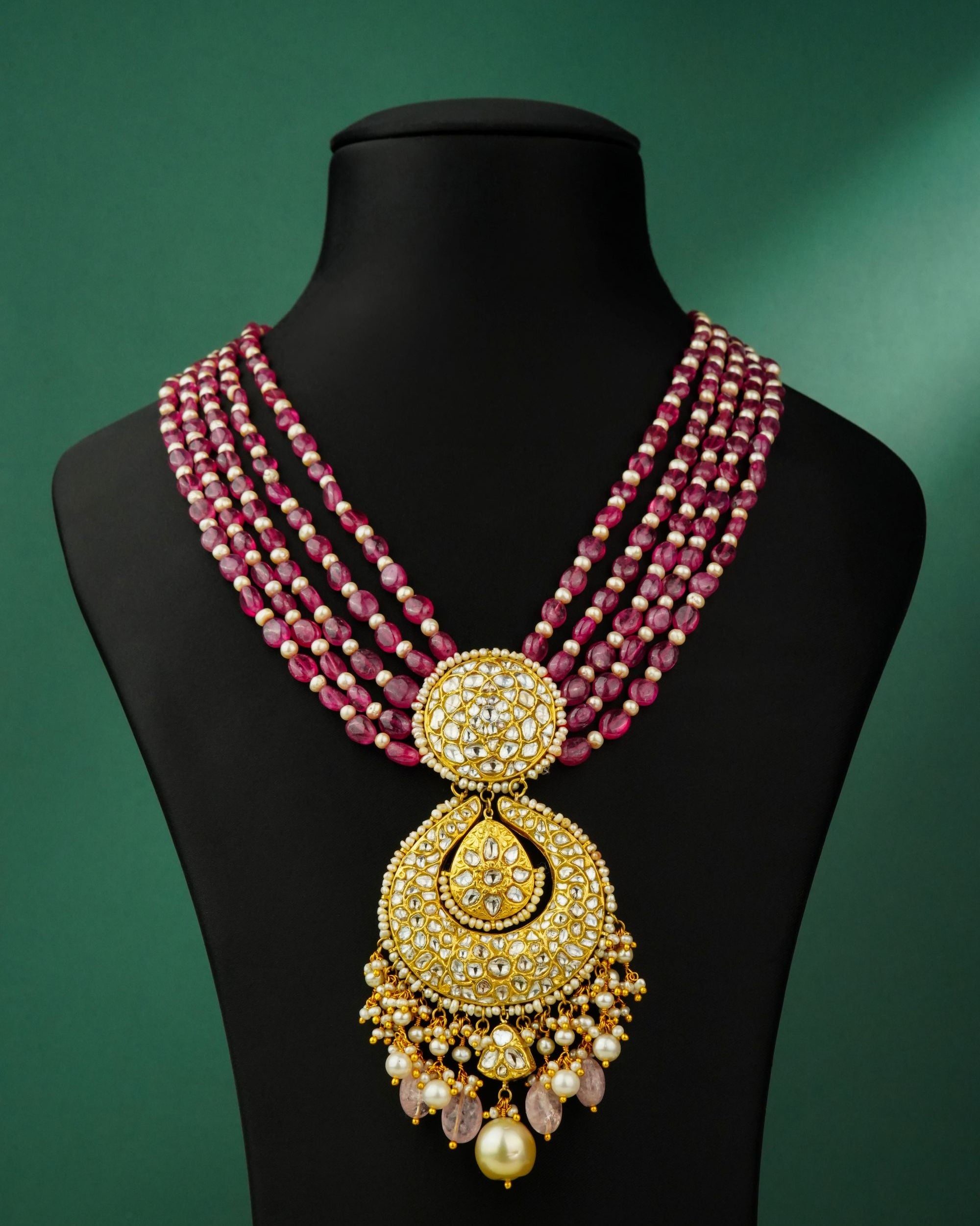Fiza Polki And Diamond Bead Pendant
