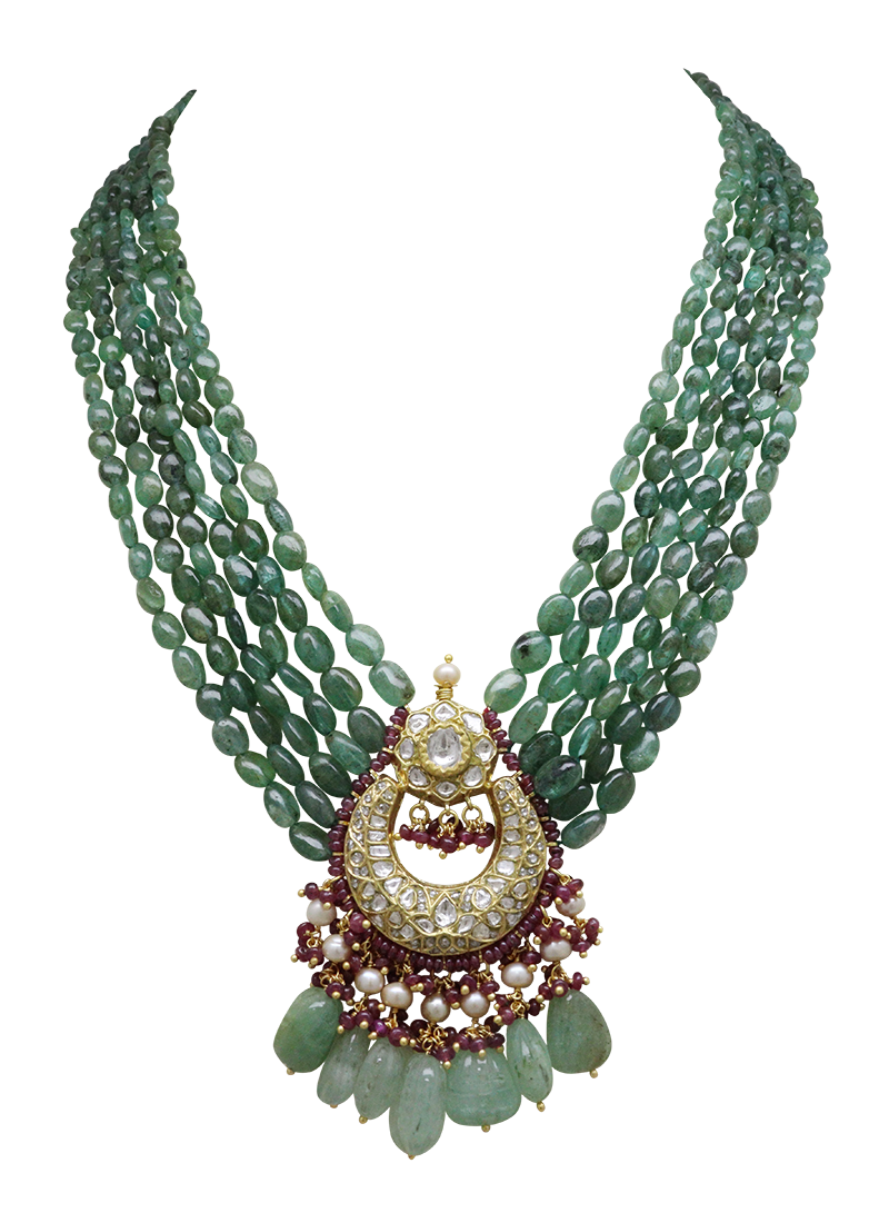 Nakshtraa Bead Pendant and Vitika Chandbalis Polki Set