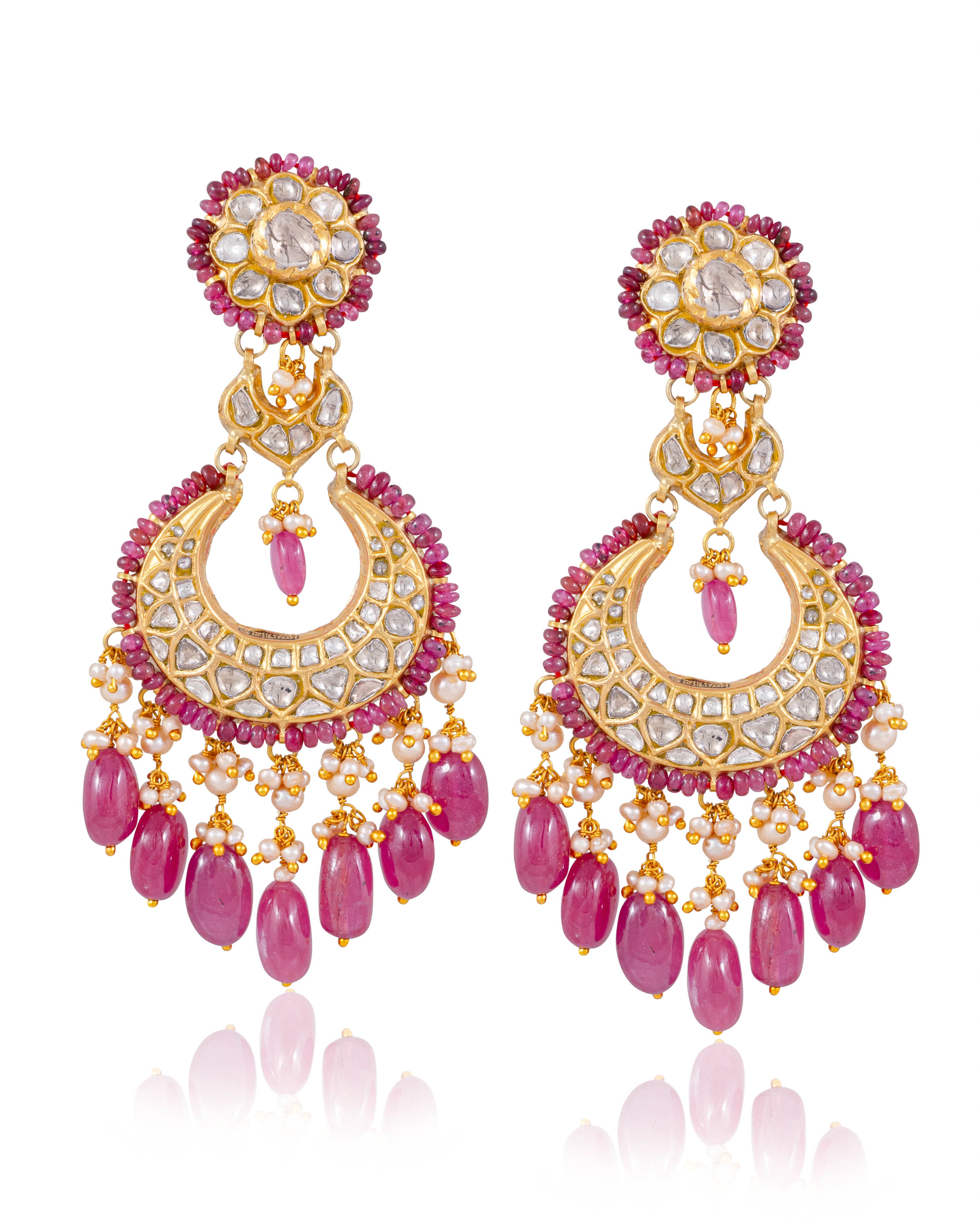 Aanam Necklace And Rekha Chandbalis Polki Set