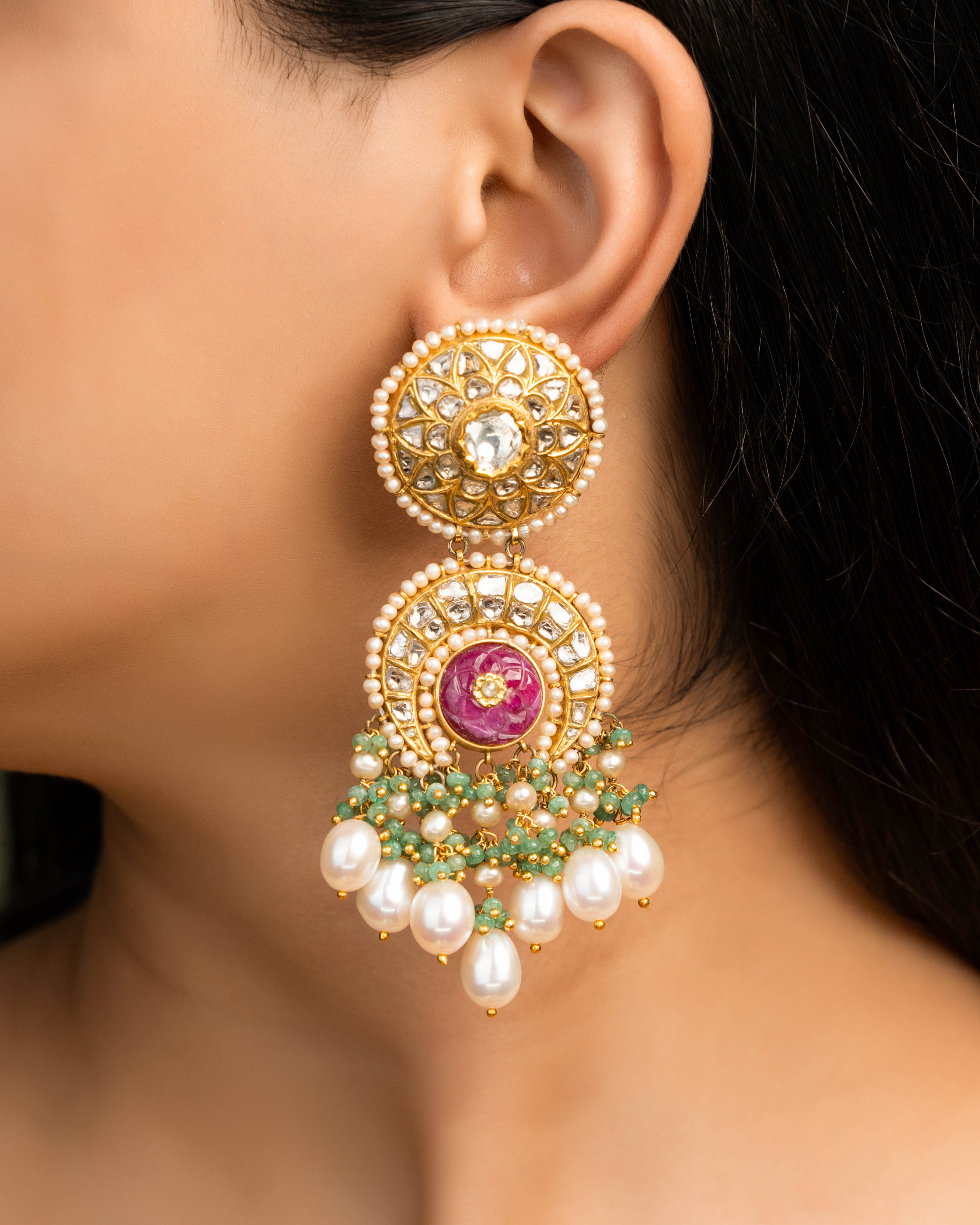 Abia Polki Long Earrings