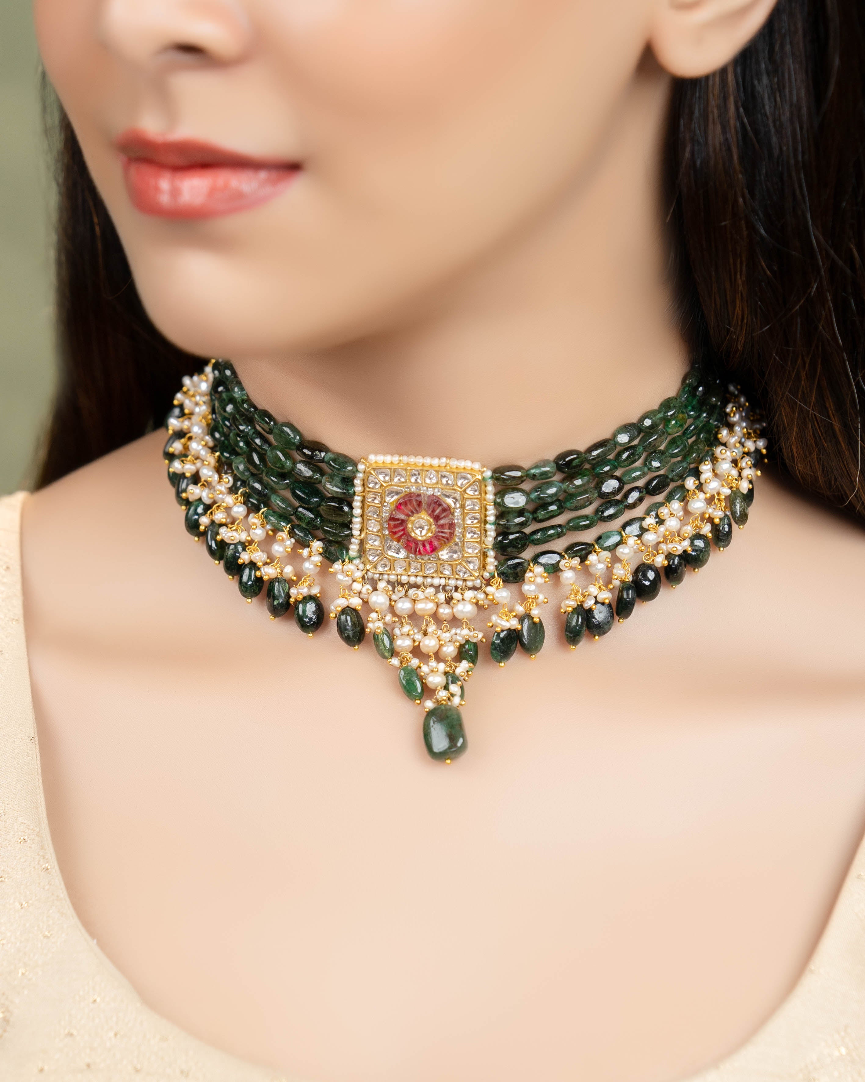 Kaeya Polki Bead Choker
