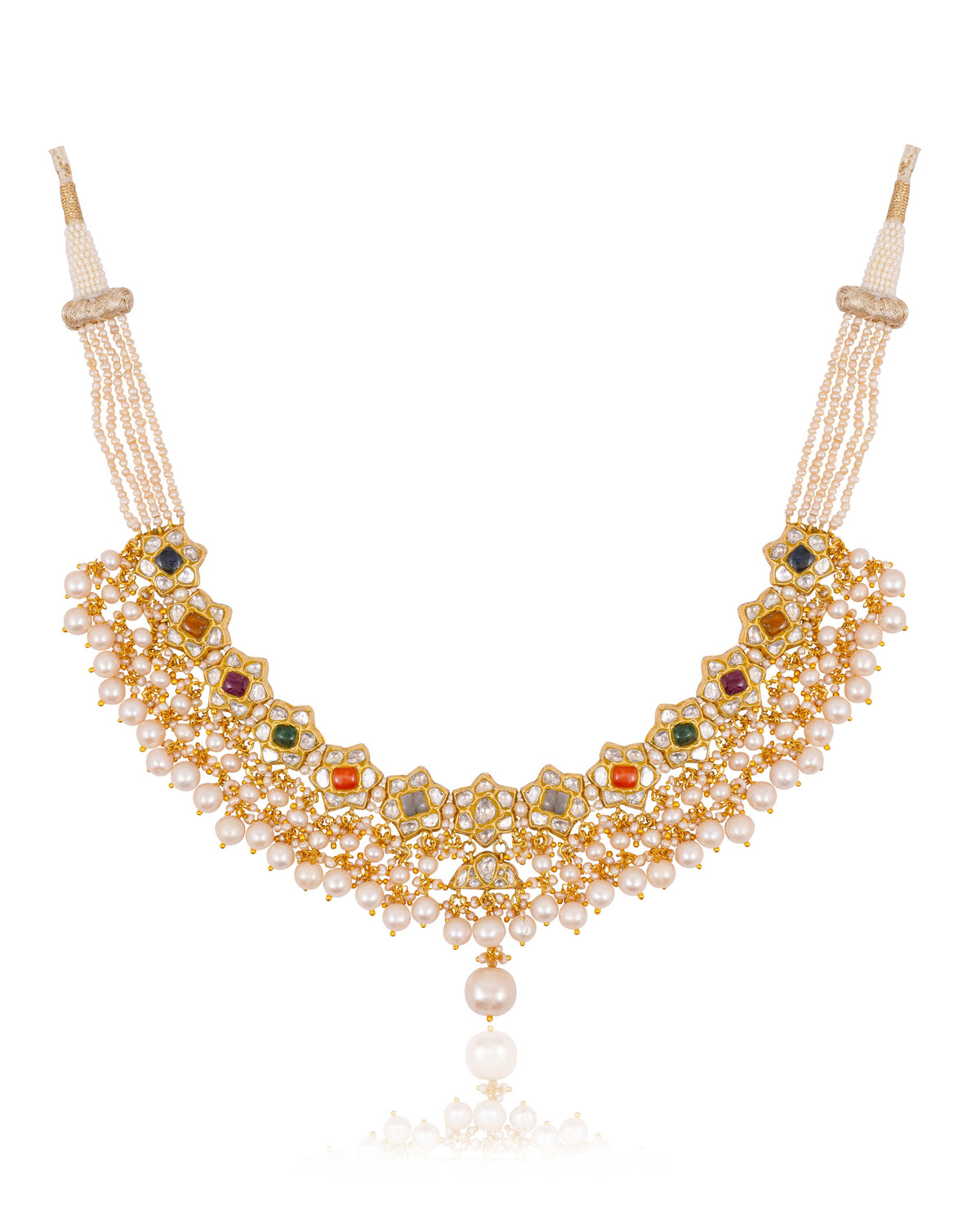 Trupti Necklace And Deniya Long Earrings Polki Set
