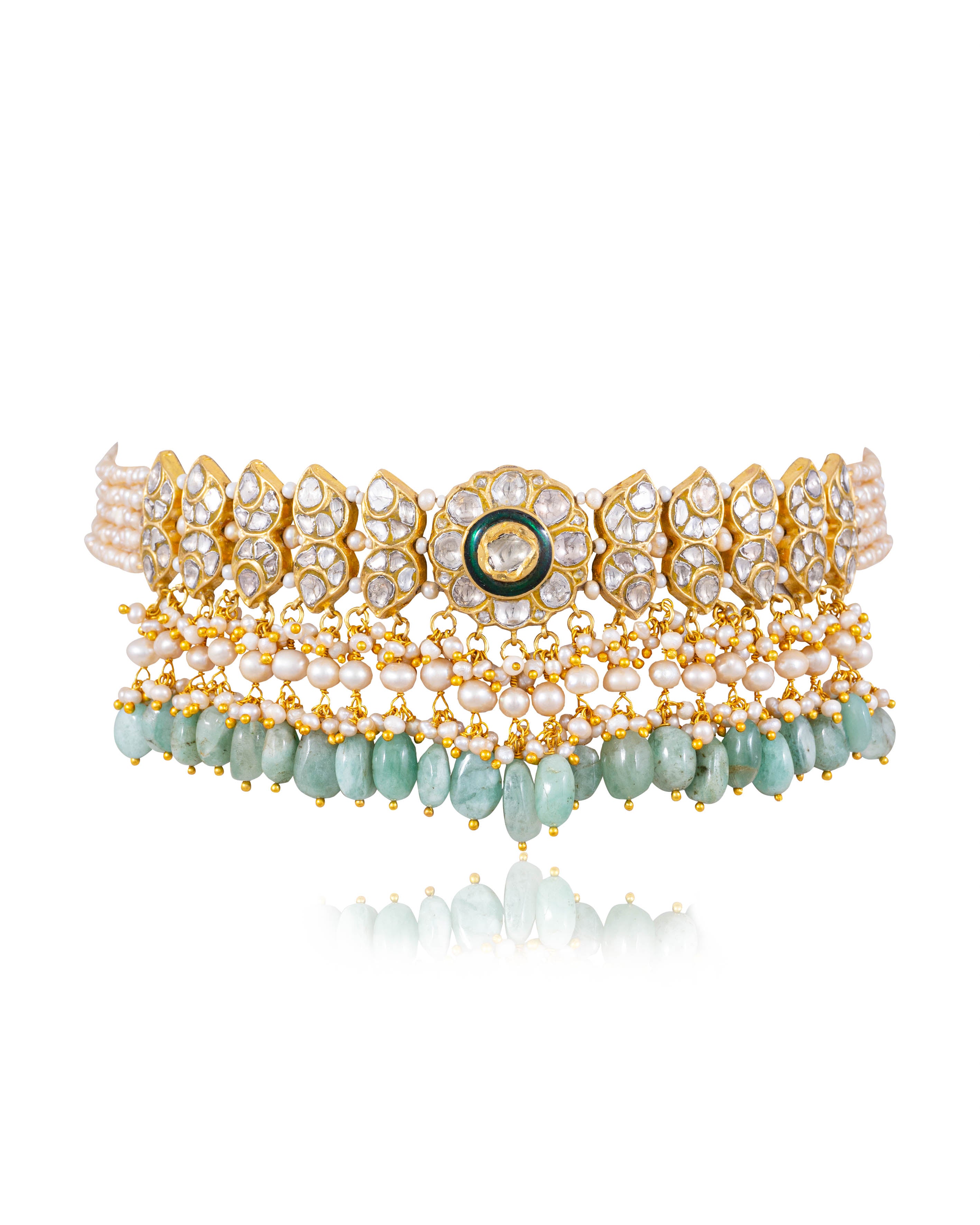 Tanisha Choker And Muskan Tops Polki Set